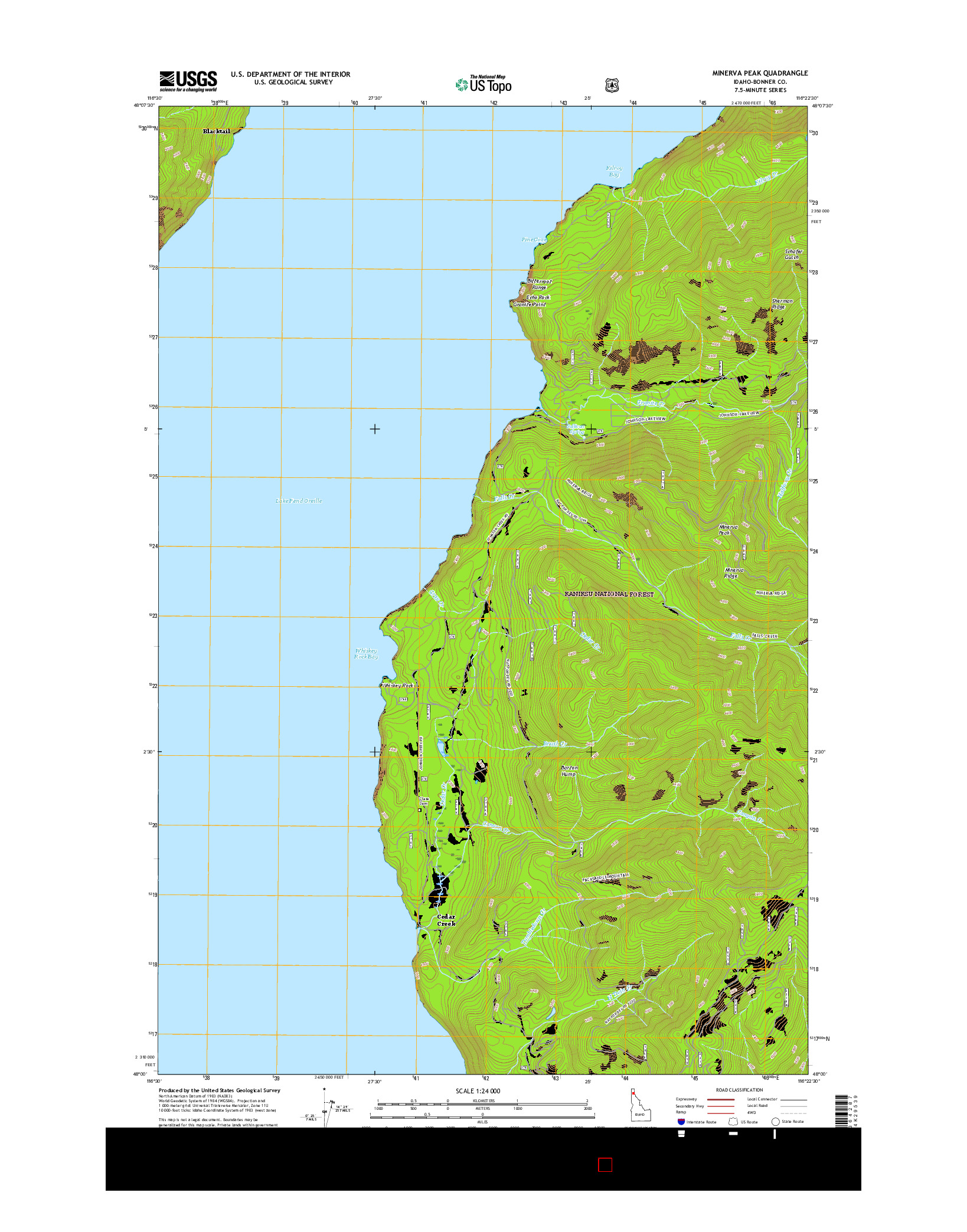 USGS US TOPO 7.5-MINUTE MAP FOR MINERVA PEAK, ID 2017
