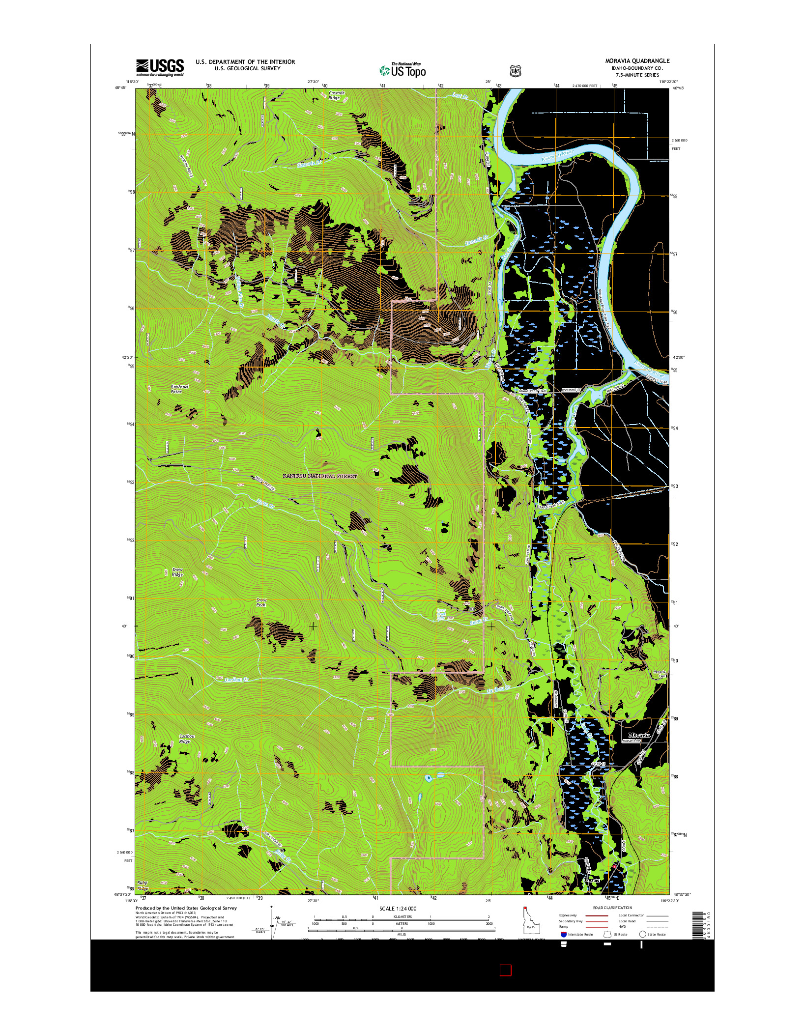 USGS US TOPO 7.5-MINUTE MAP FOR MORAVIA, ID 2017