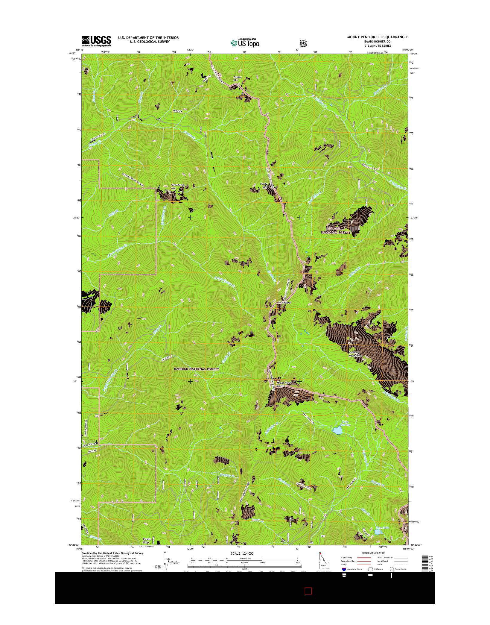 USGS US TOPO 7.5-MINUTE MAP FOR MOUNT PEND OREILLE, ID 2017