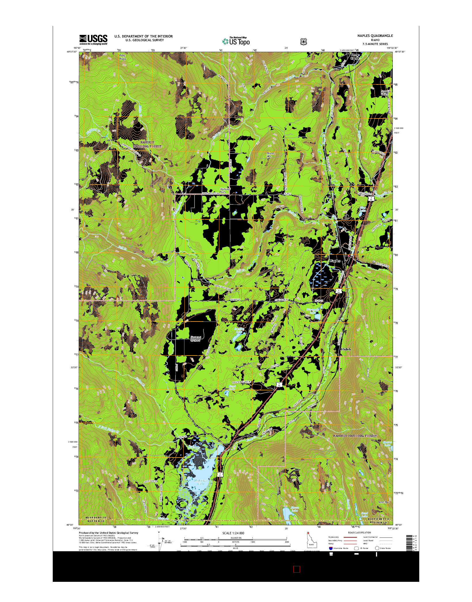 USGS US TOPO 7.5-MINUTE MAP FOR NAPLES, ID 2017