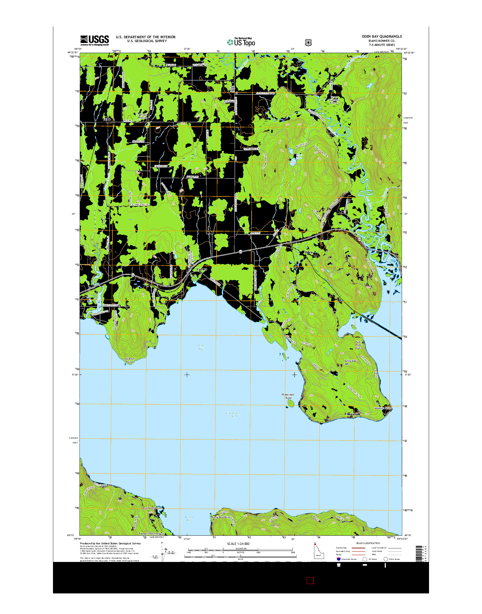 USGS US TOPO 7.5-MINUTE MAP FOR ODEN BAY, ID 2017