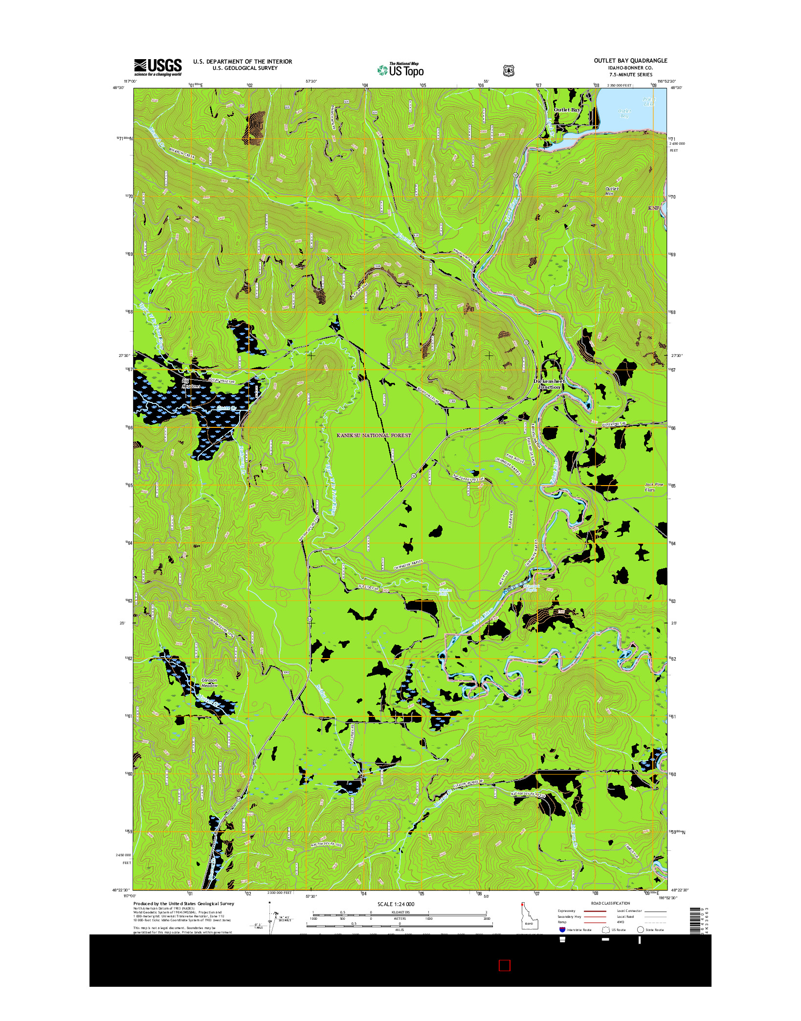 USGS US TOPO 7.5-MINUTE MAP FOR OUTLET BAY, ID 2017