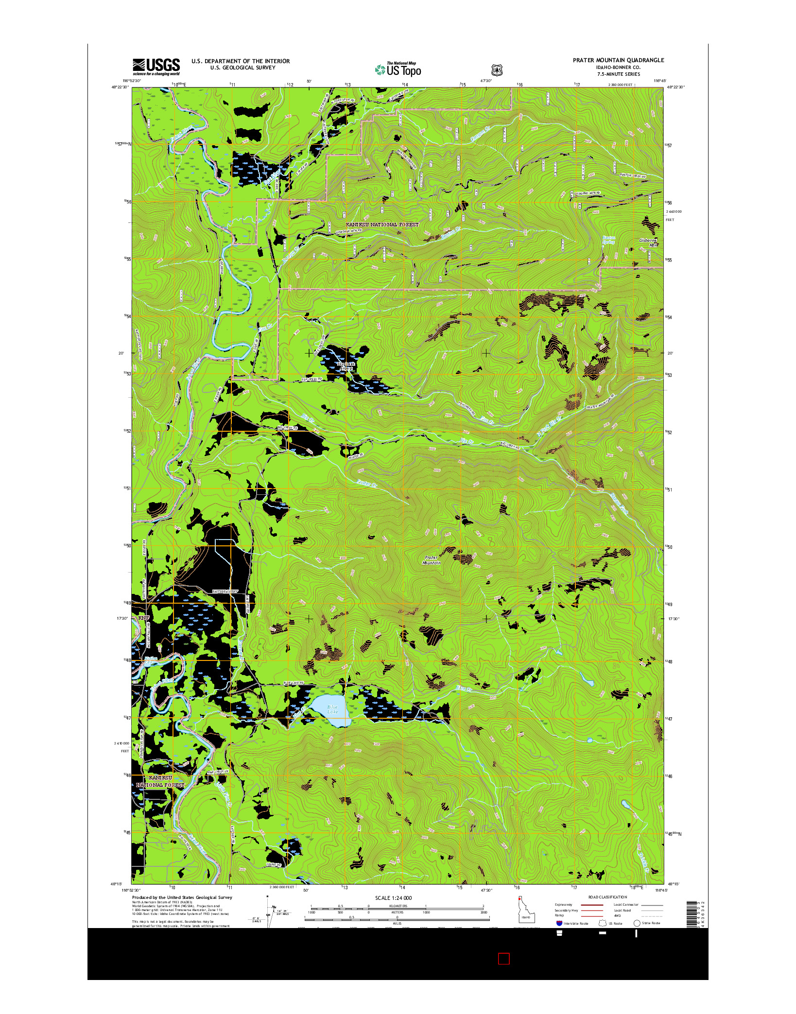 USGS US TOPO 7.5-MINUTE MAP FOR PRATER MOUNTAIN, ID 2017