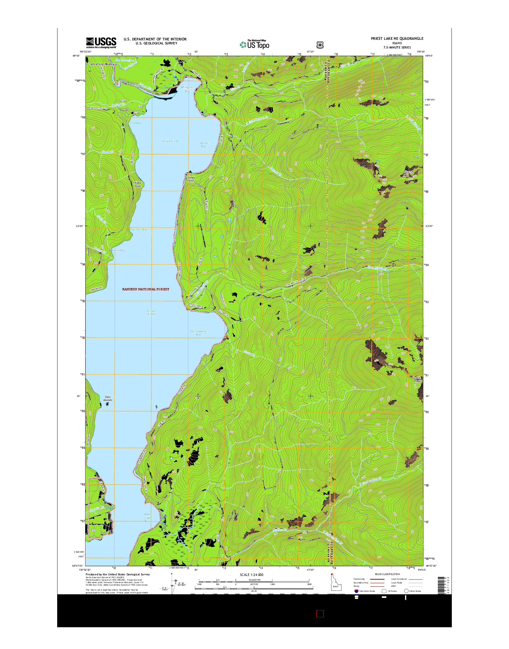 USGS US TOPO 7.5-MINUTE MAP FOR PRIEST LAKE NE, ID 2017