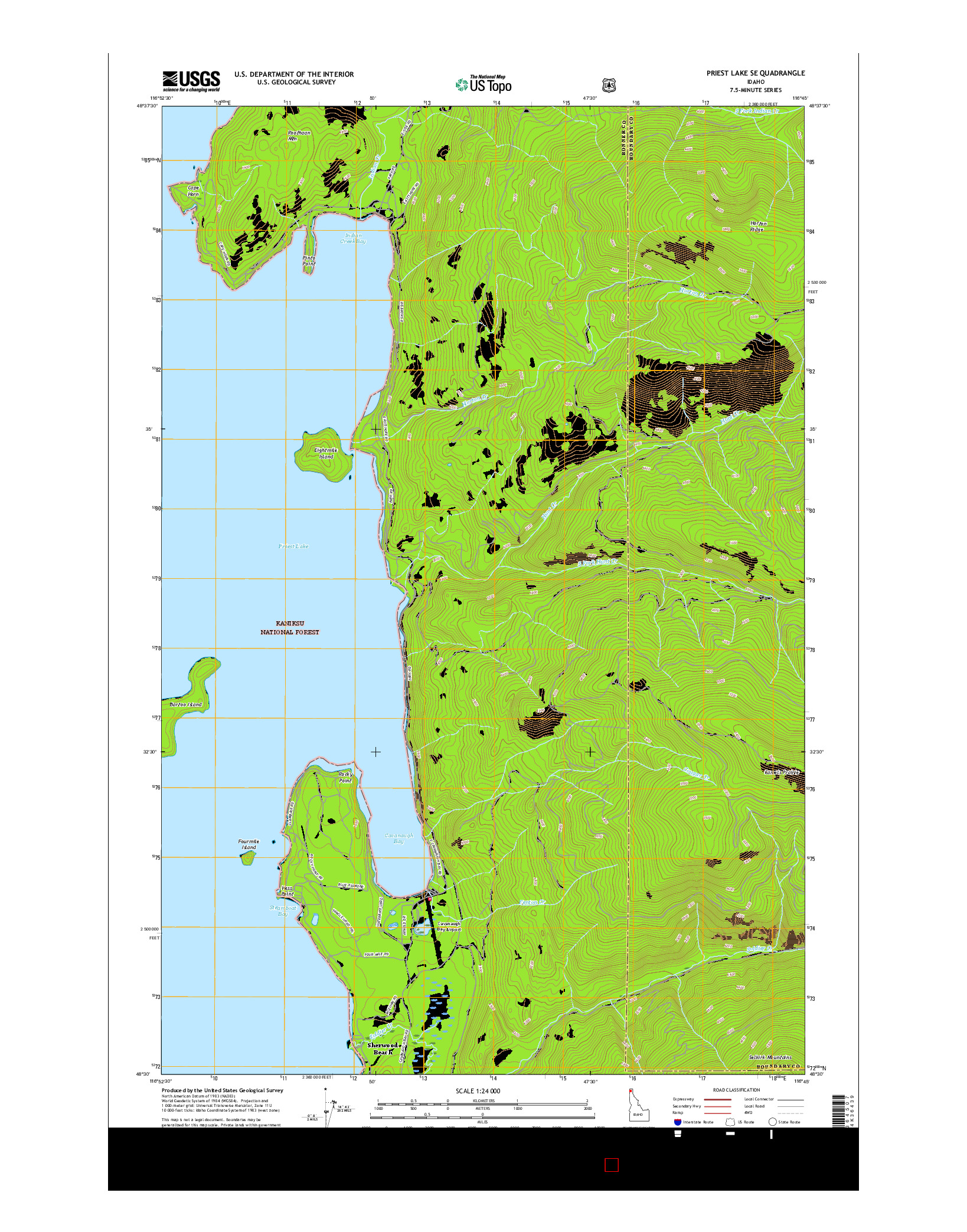 USGS US TOPO 7.5-MINUTE MAP FOR PRIEST LAKE SE, ID 2017