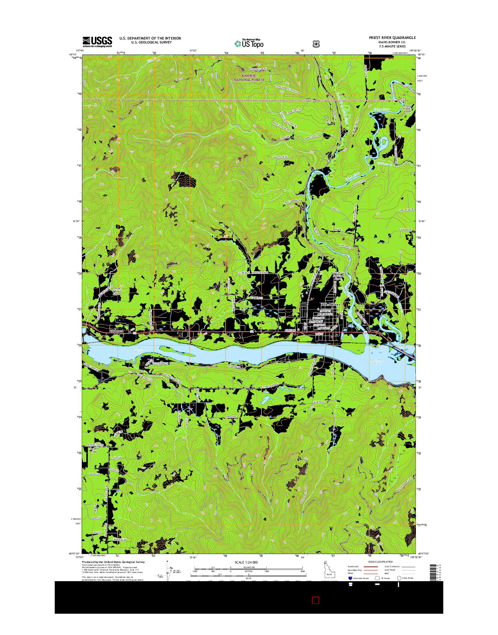 USGS US TOPO 7.5-MINUTE MAP FOR PRIEST RIVER, ID 2017