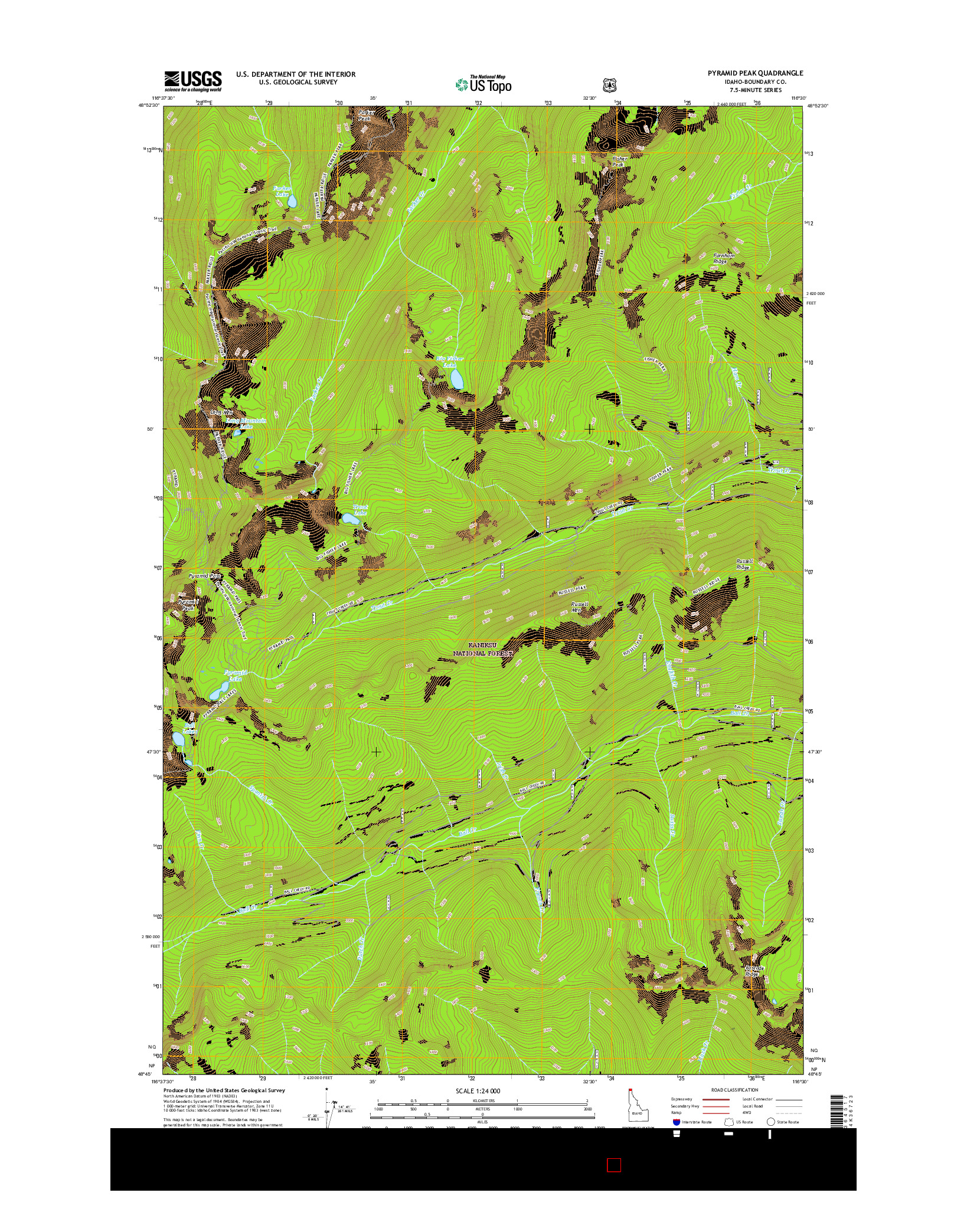 USGS US TOPO 7.5-MINUTE MAP FOR PYRAMID PEAK, ID 2017