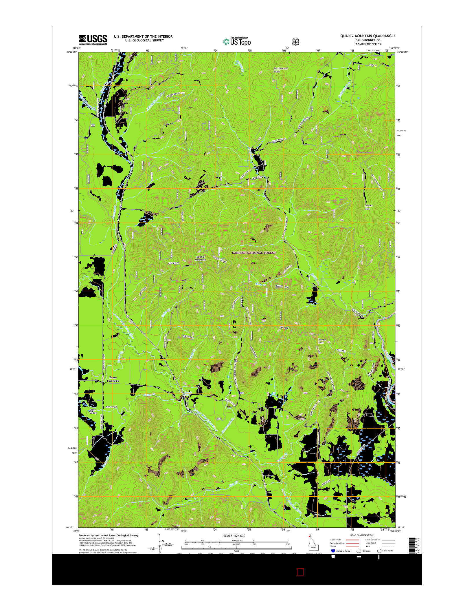 USGS US TOPO 7.5-MINUTE MAP FOR QUARTZ MOUNTAIN, ID 2017