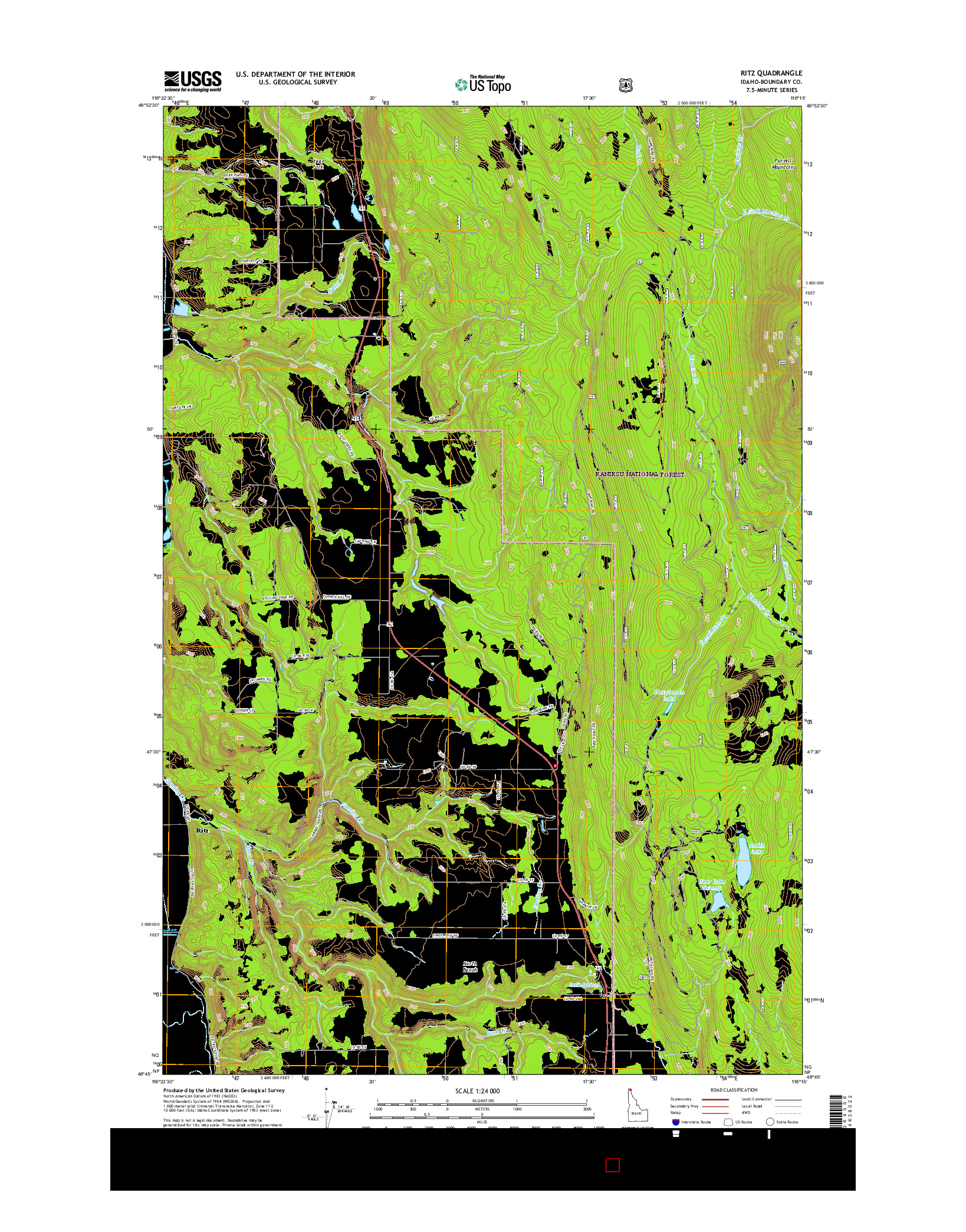 USGS US TOPO 7.5-MINUTE MAP FOR RITZ, ID 2017