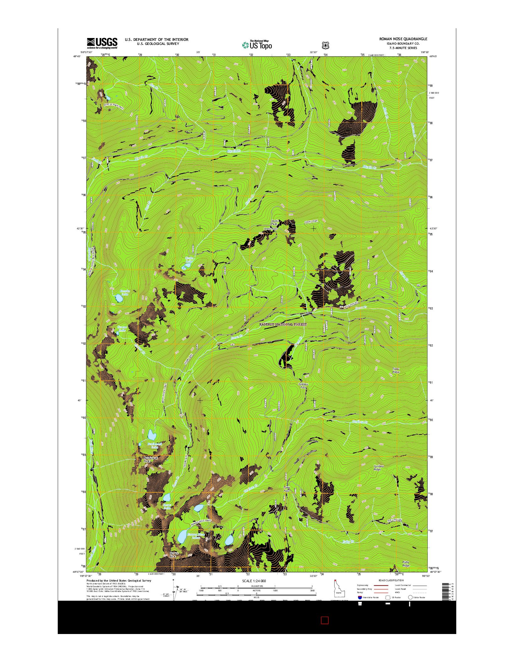 USGS US TOPO 7.5-MINUTE MAP FOR ROMAN NOSE, ID 2017