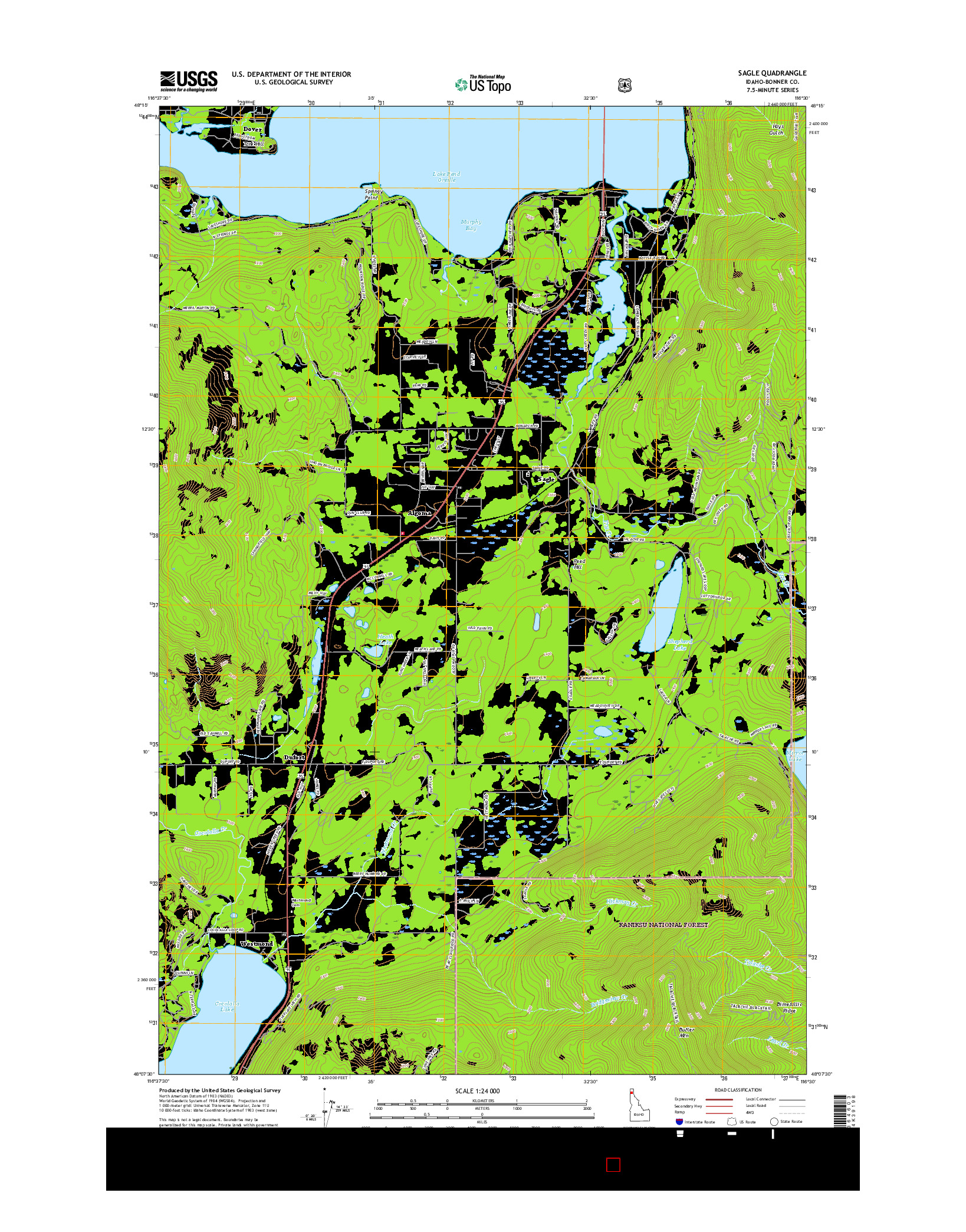 USGS US TOPO 7.5-MINUTE MAP FOR SAGLE, ID 2017