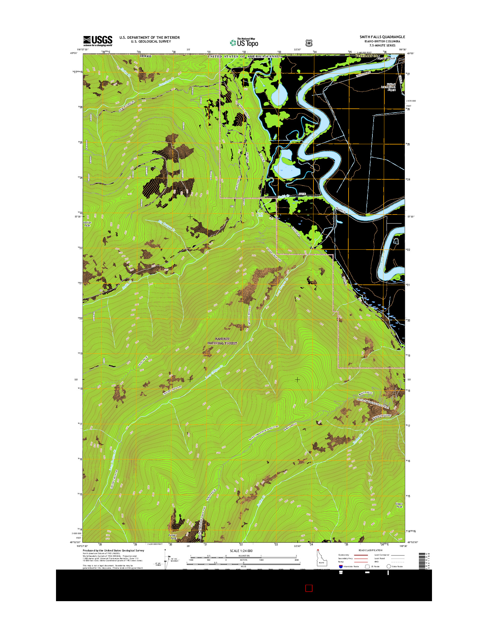 USGS US TOPO 7.5-MINUTE MAP FOR SMITH FALLS, ID-BC 2017