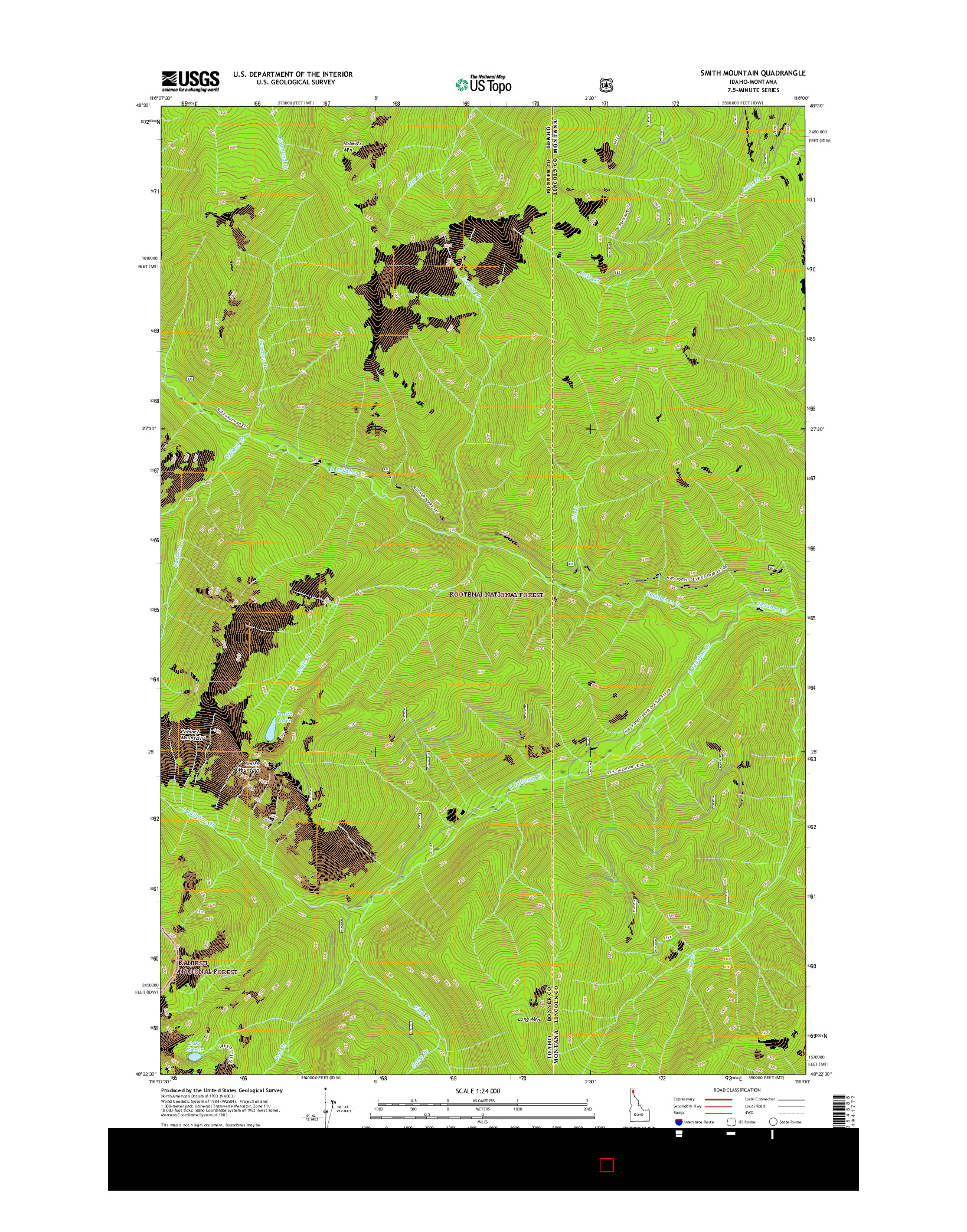 USGS US TOPO 7.5-MINUTE MAP FOR SMITH MOUNTAIN, ID-MT 2017