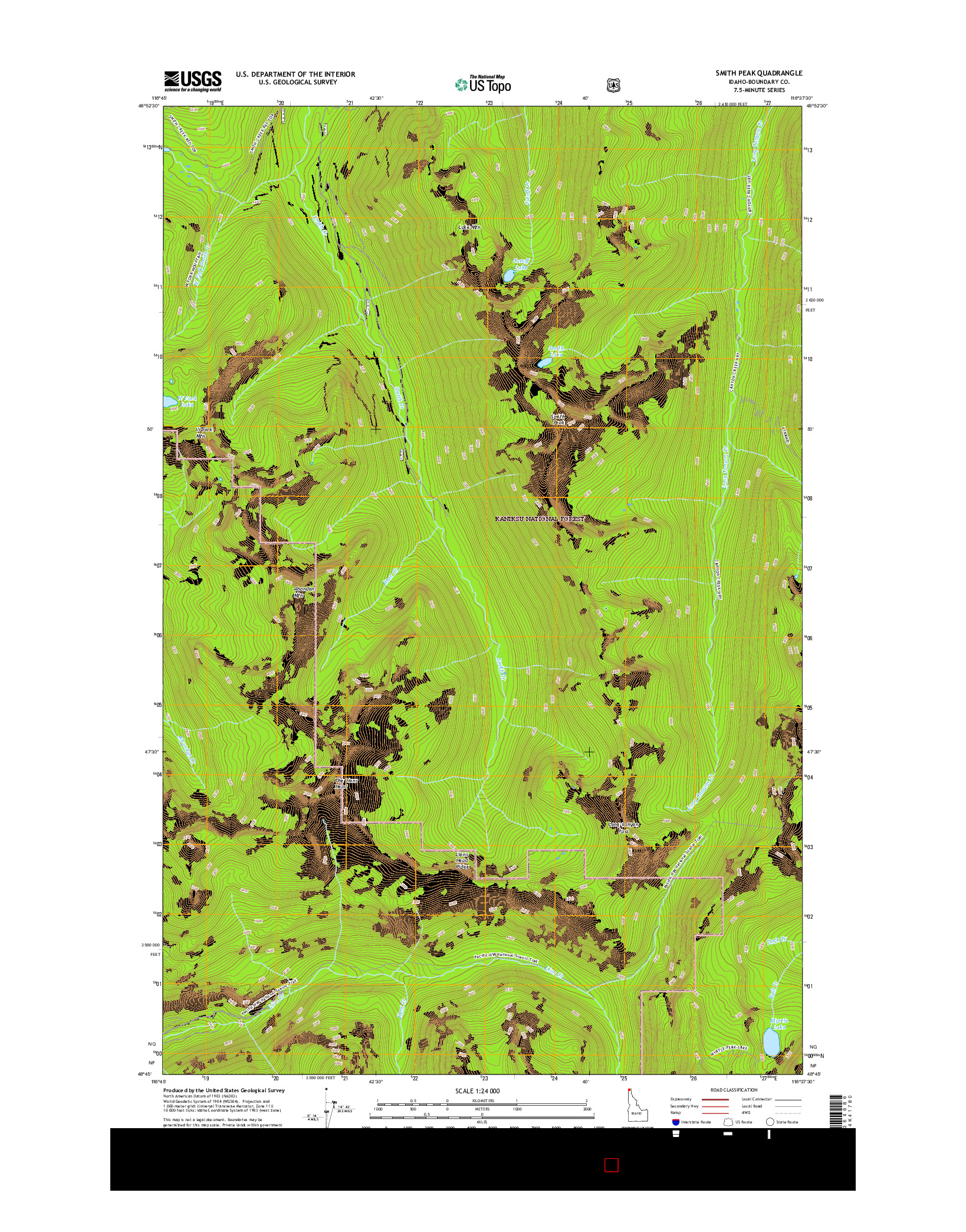 USGS US TOPO 7.5-MINUTE MAP FOR SMITH PEAK, ID 2017