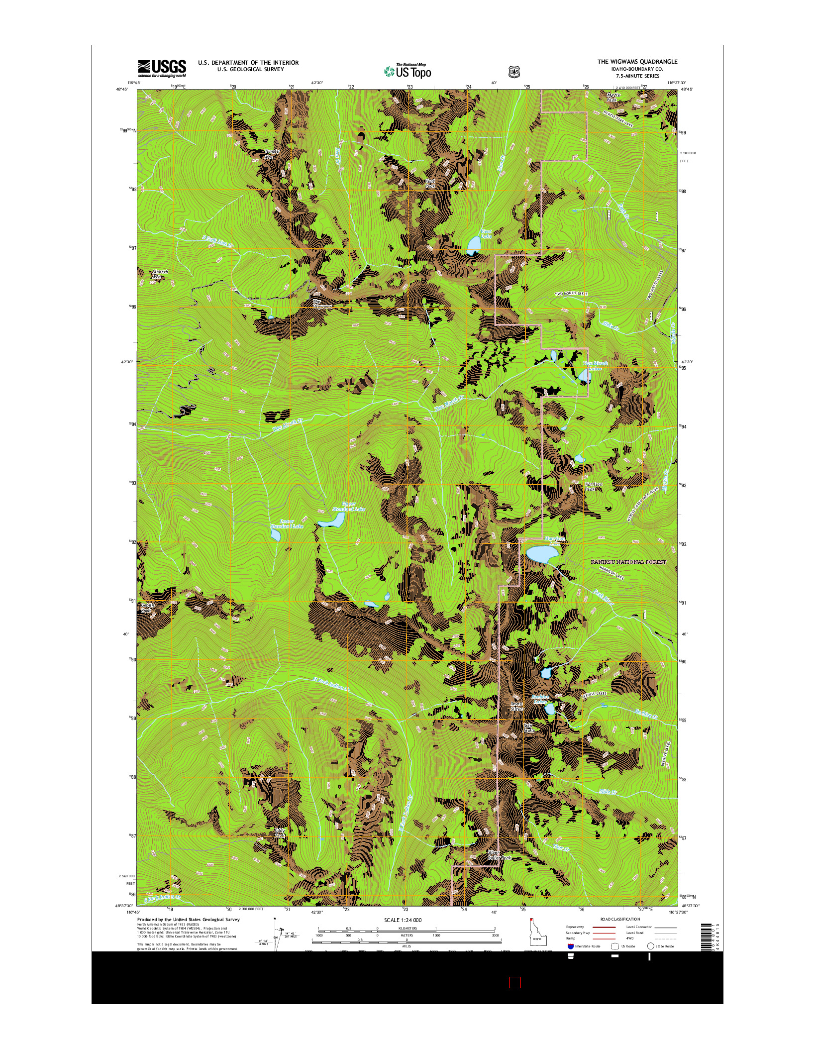 USGS US TOPO 7.5-MINUTE MAP FOR THE WIGWAMS, ID 2017