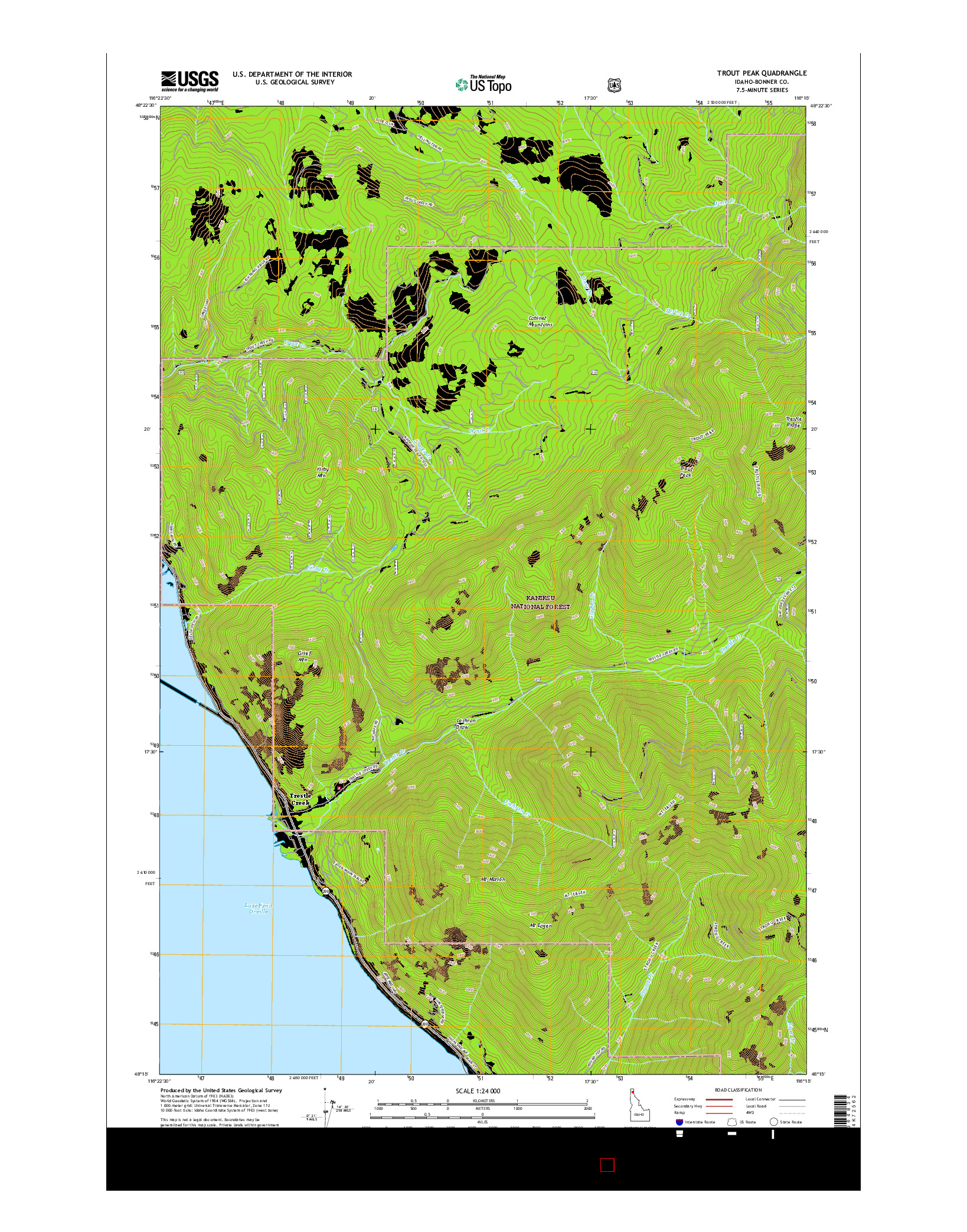 USGS US TOPO 7.5-MINUTE MAP FOR TROUT PEAK, ID 2017