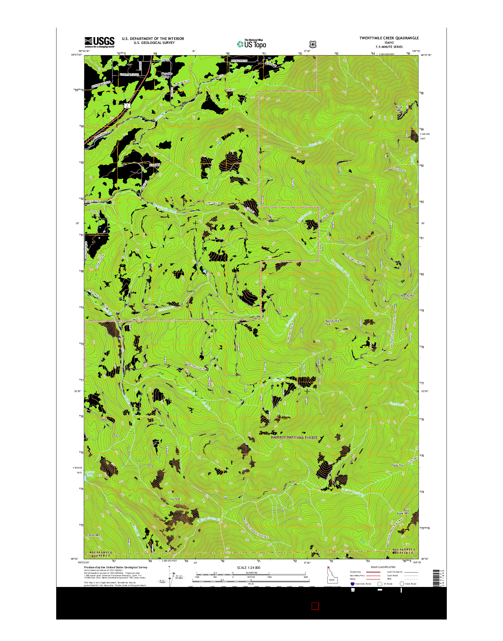 USGS US TOPO 7.5-MINUTE MAP FOR TWENTYMILE CREEK, ID 2017