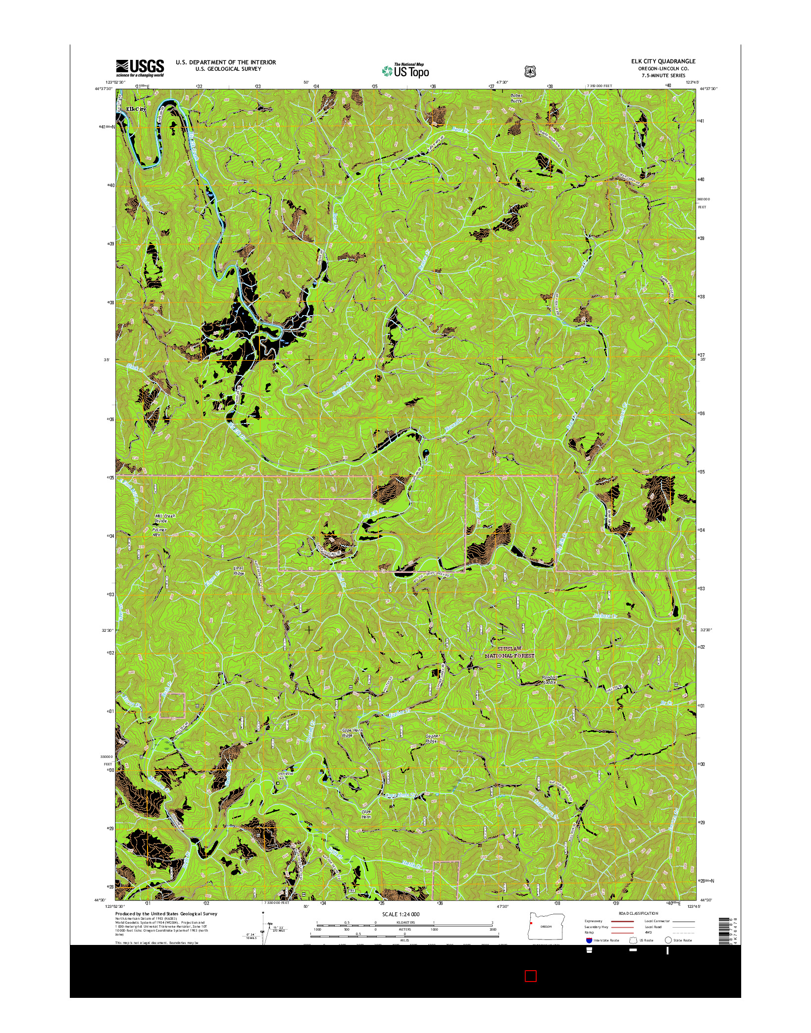 USGS US TOPO 7.5-MINUTE MAP FOR ELK CITY, OR 2017