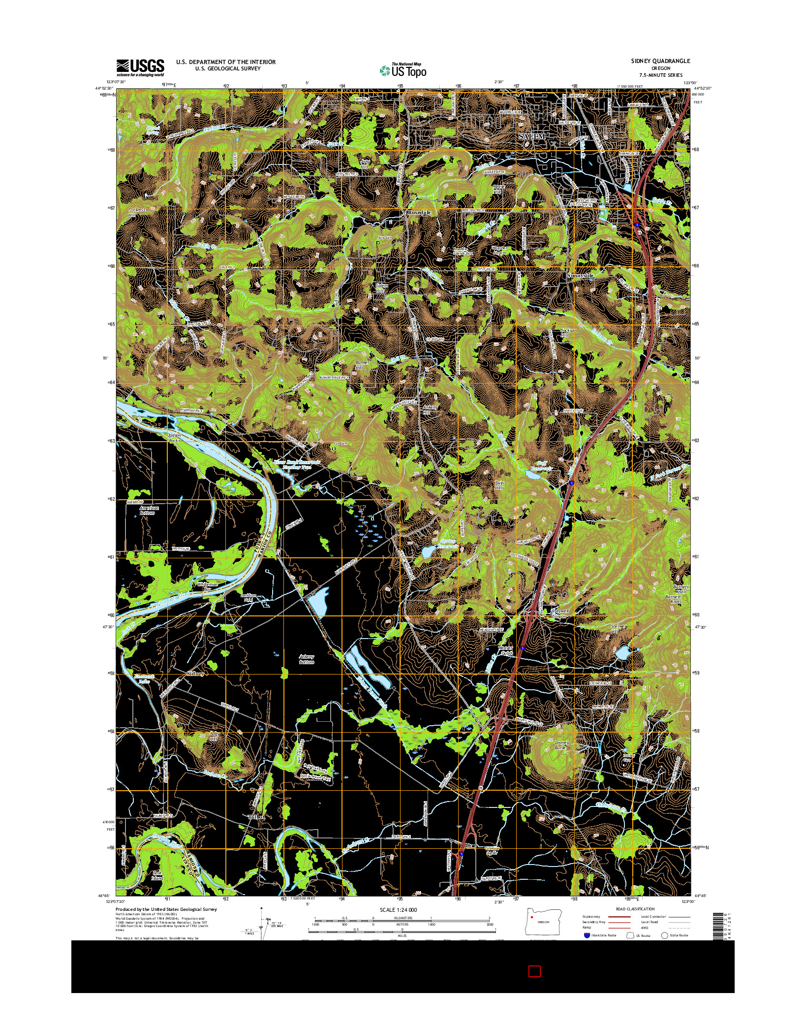 USGS US TOPO 7.5-MINUTE MAP FOR SIDNEY, OR 2017