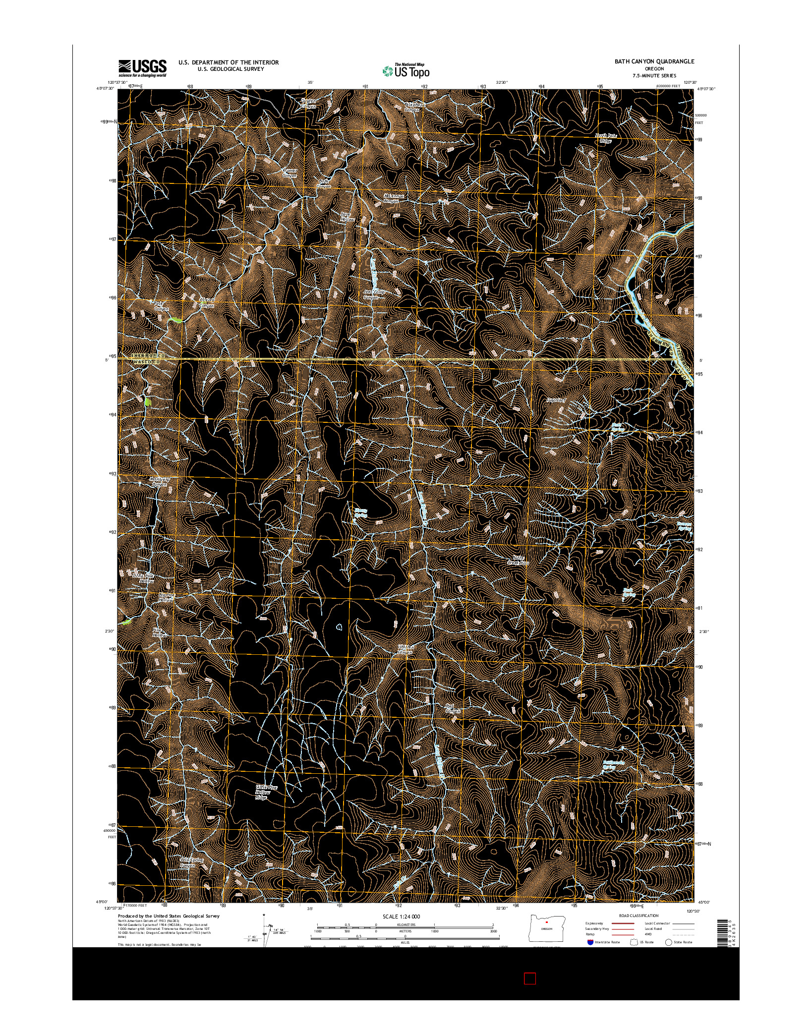 USGS US TOPO 7.5-MINUTE MAP FOR BATH CANYON, OR 2017