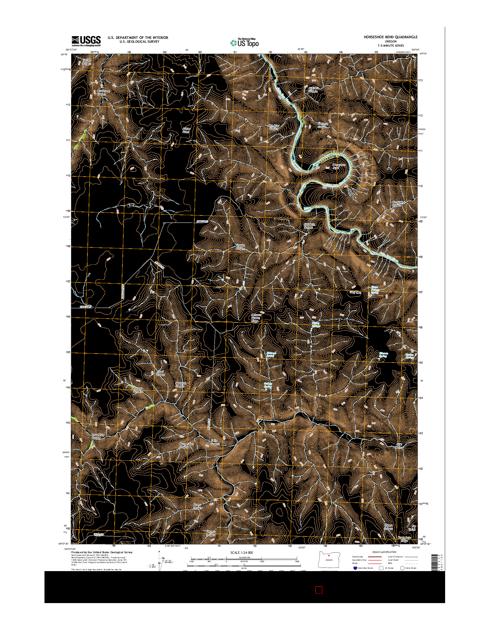 USGS US TOPO 7.5-MINUTE MAP FOR HORSESHOE BEND, OR 2017