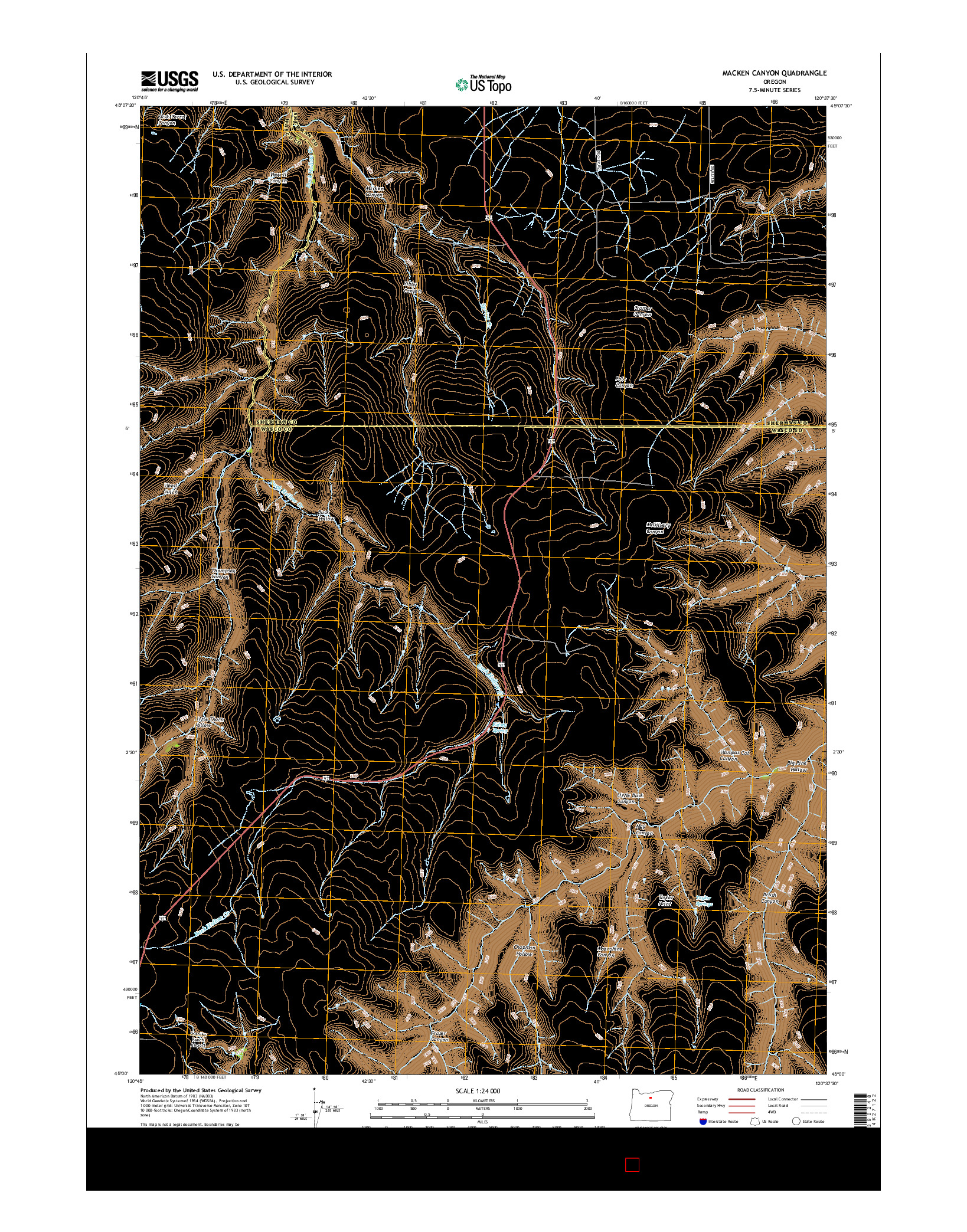 USGS US TOPO 7.5-MINUTE MAP FOR MACKEN CANYON, OR 2017