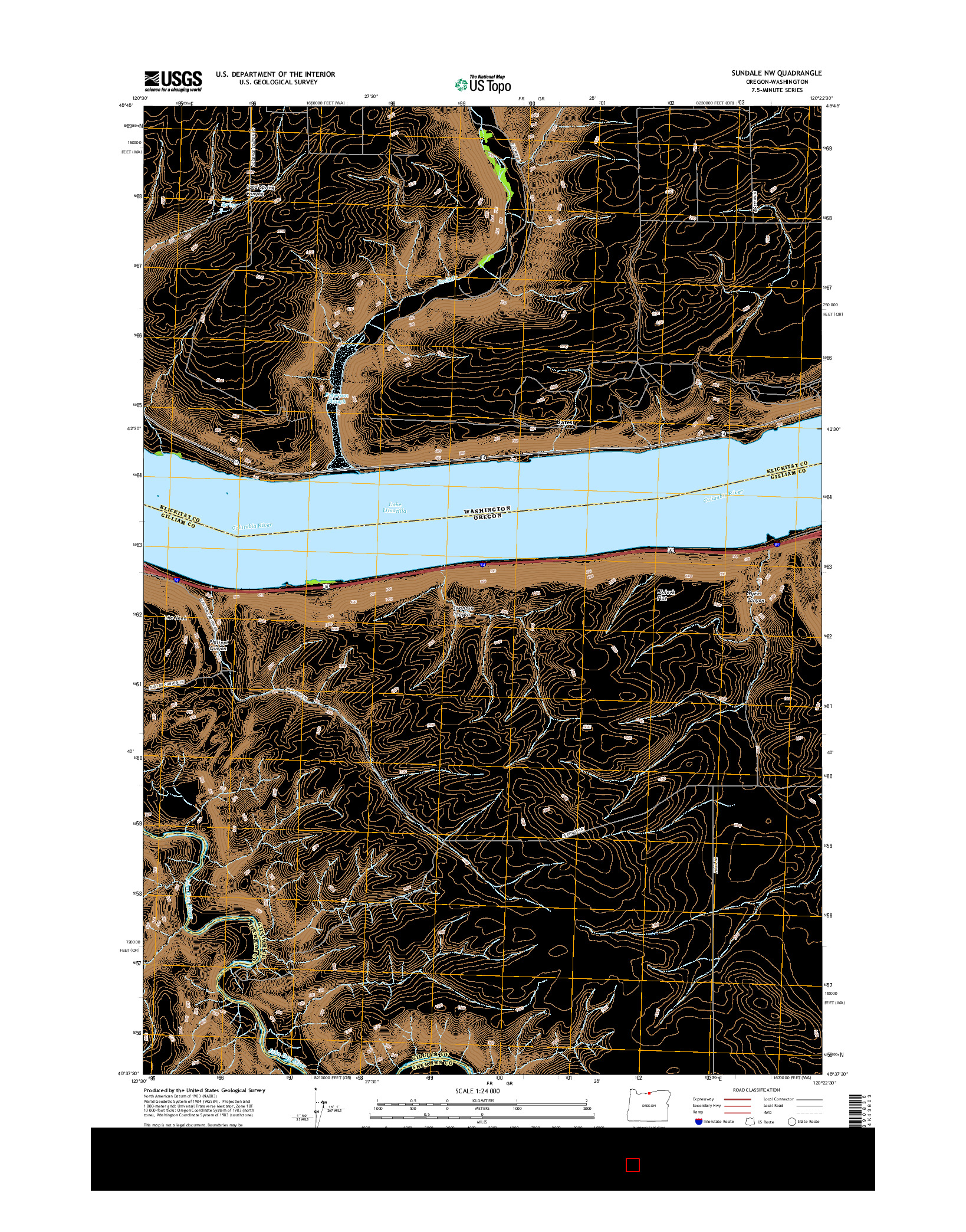 USGS US TOPO 7.5-MINUTE MAP FOR SUNDALE NW, OR-WA 2017