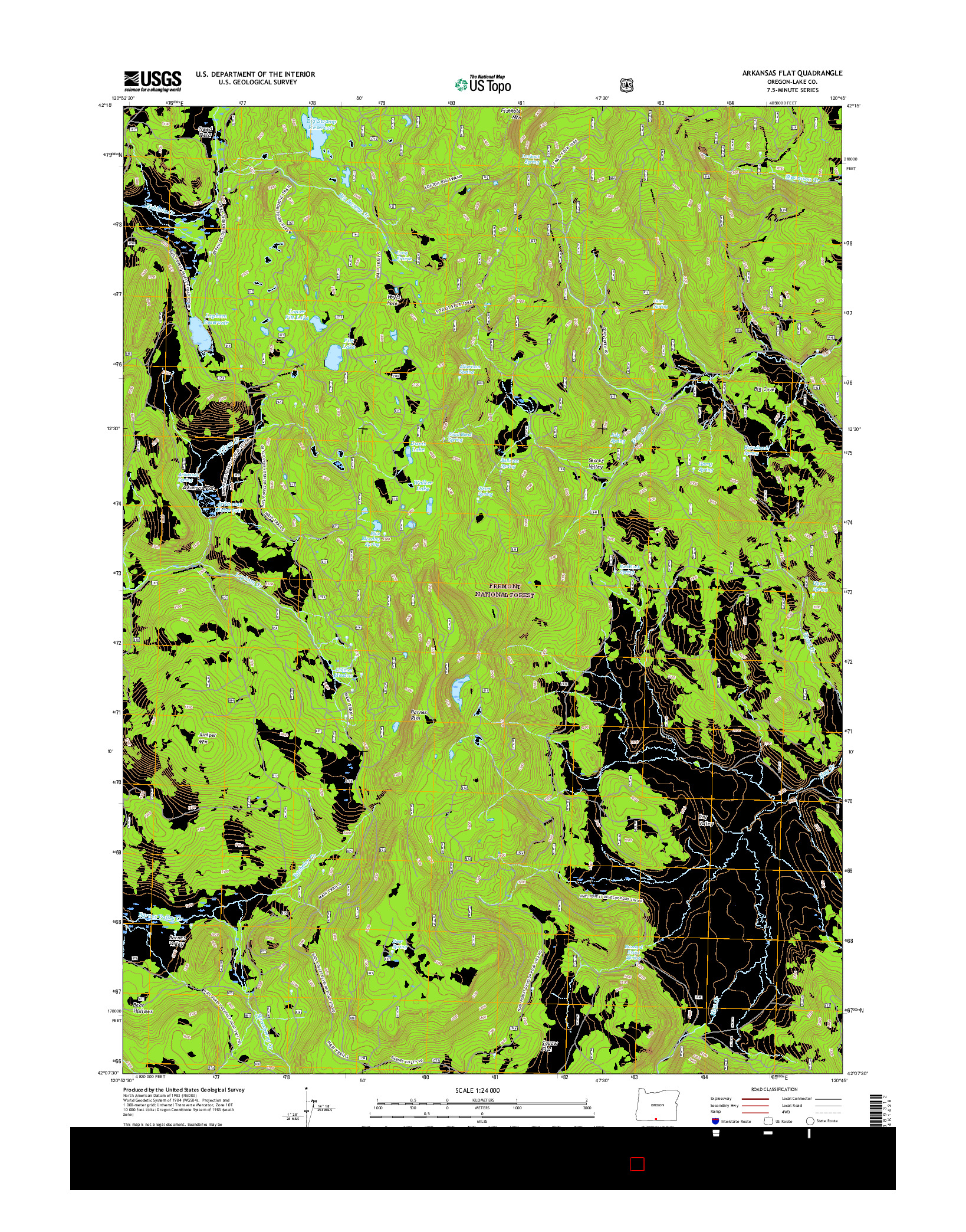 USGS US TOPO 7.5-MINUTE MAP FOR ARKANSAS FLAT, OR 2017