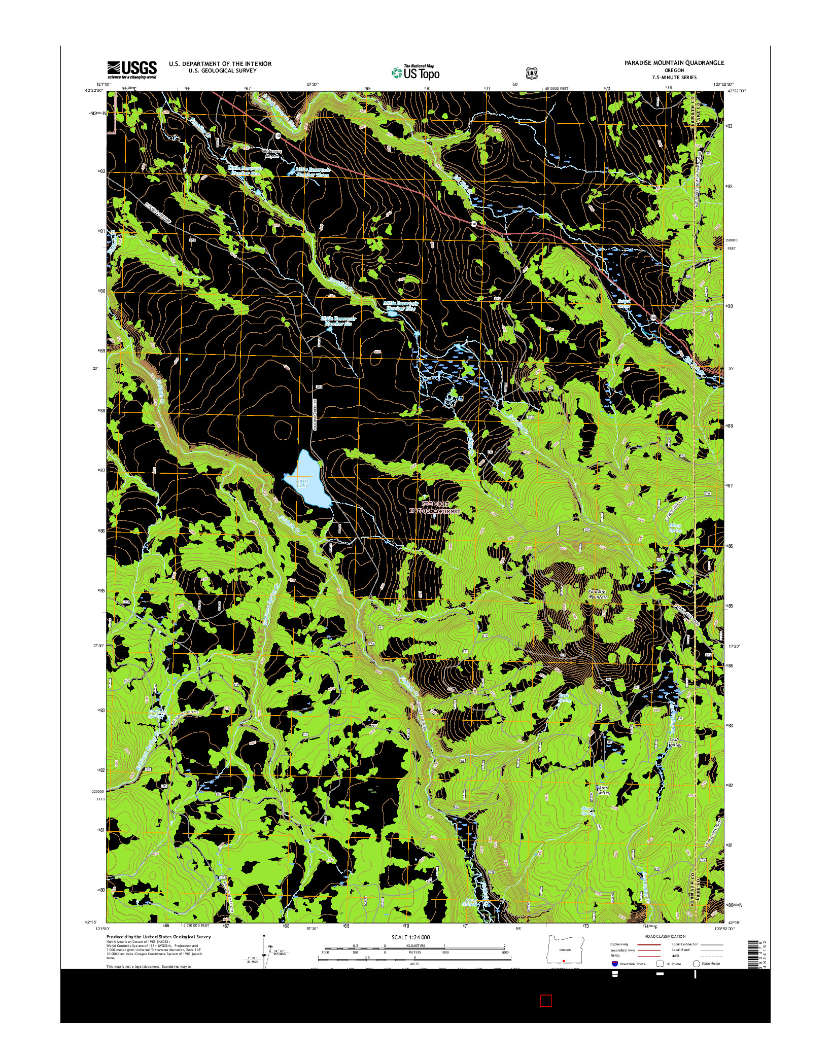 USGS US TOPO 7.5-MINUTE MAP FOR PARADISE MOUNTAIN, OR 2017