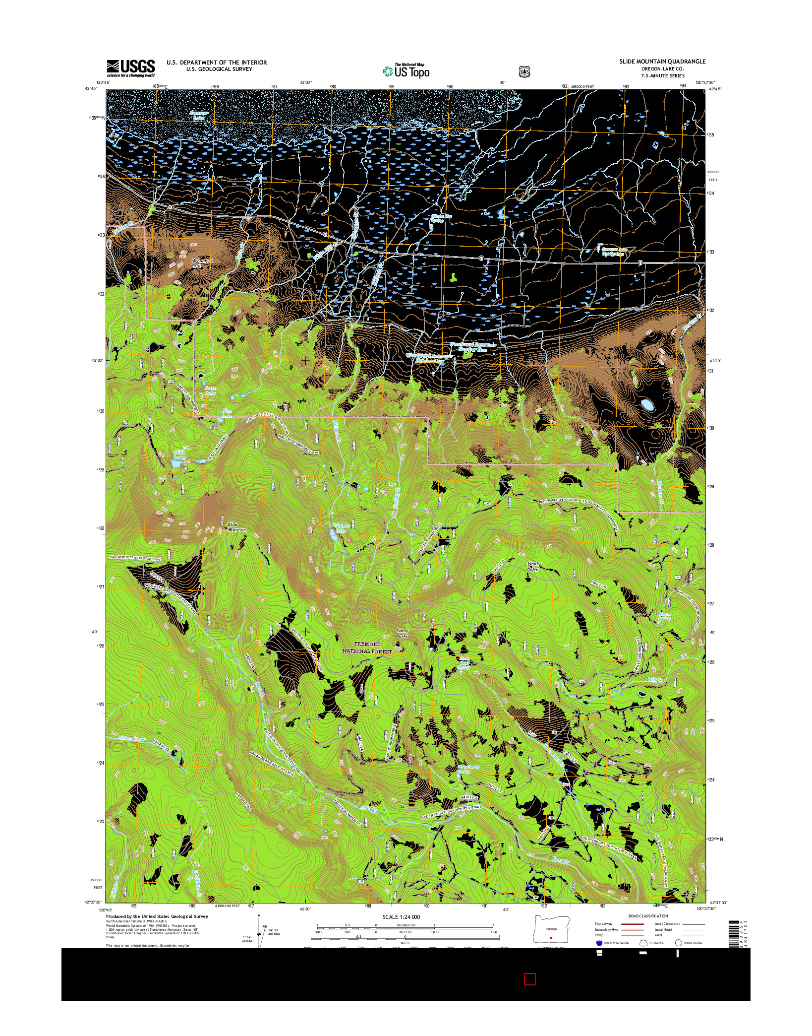 USGS US TOPO 7.5-MINUTE MAP FOR SLIDE MOUNTAIN, OR 2017