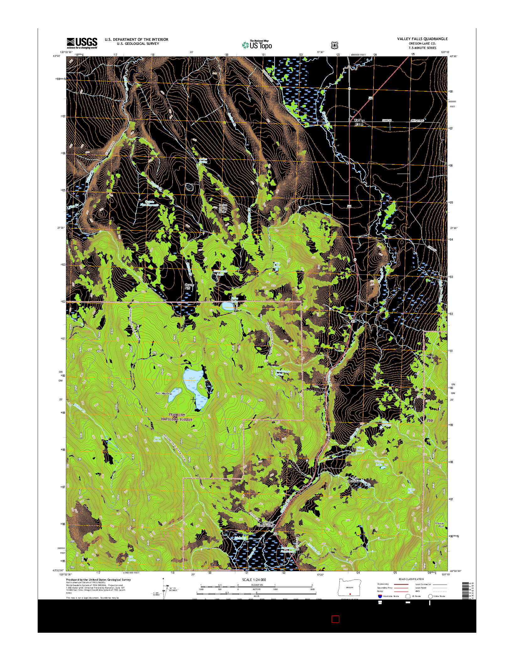 USGS US TOPO 7.5-MINUTE MAP FOR VALLEY FALLS, OR 2017