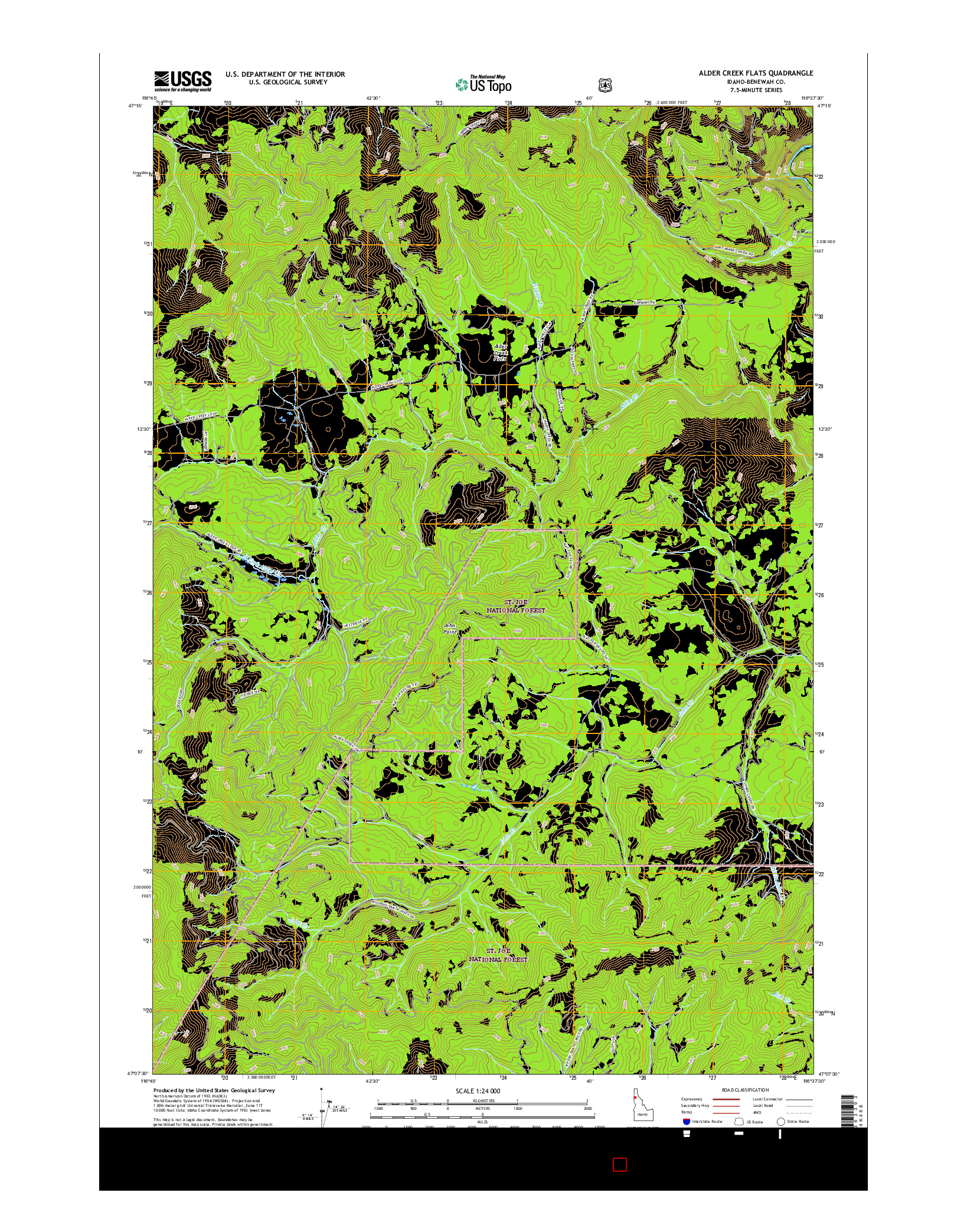 USGS US TOPO 7.5-MINUTE MAP FOR ALDER CREEK FLATS, ID 2017