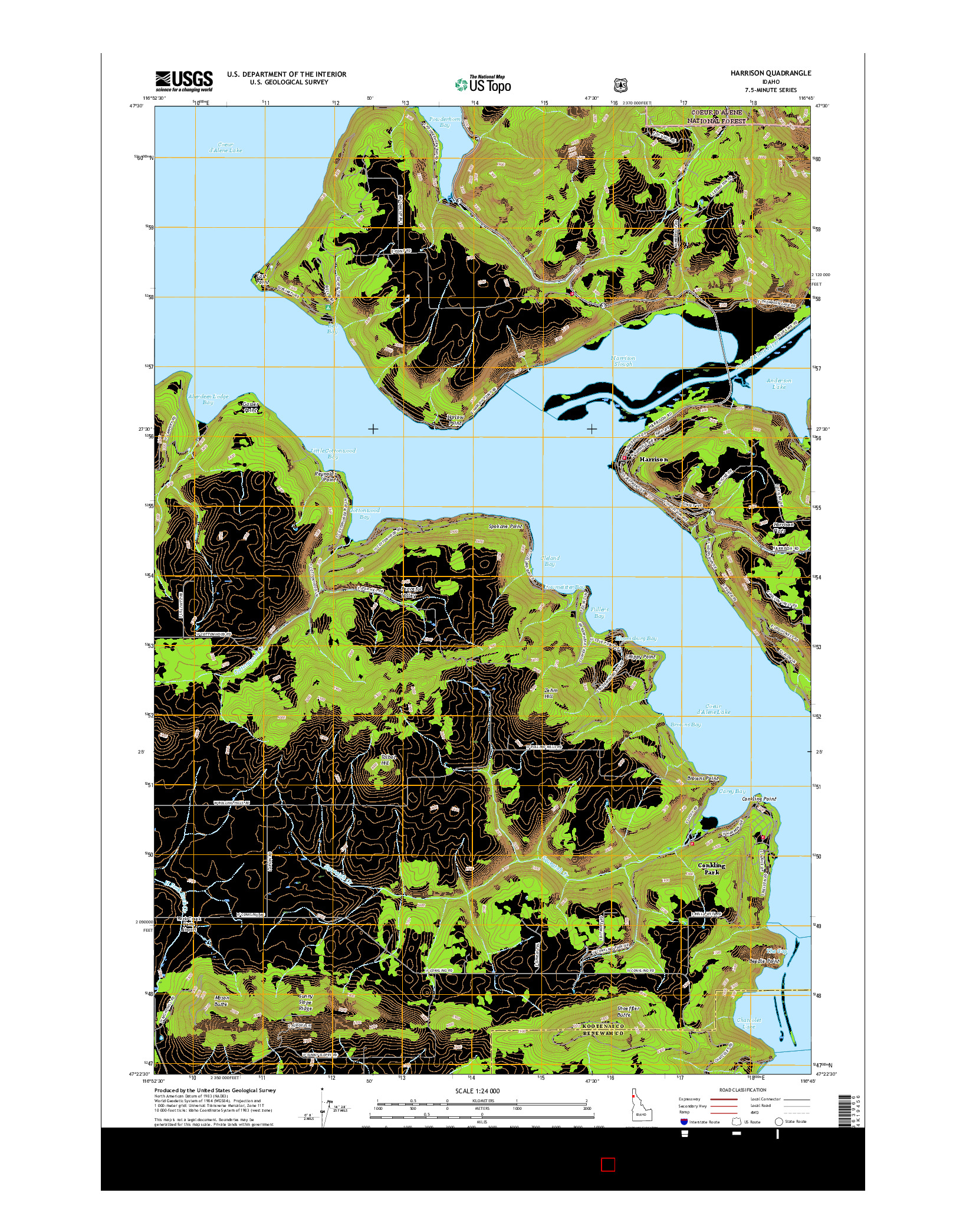 USGS US TOPO 7.5-MINUTE MAP FOR HARRISON, ID 2017