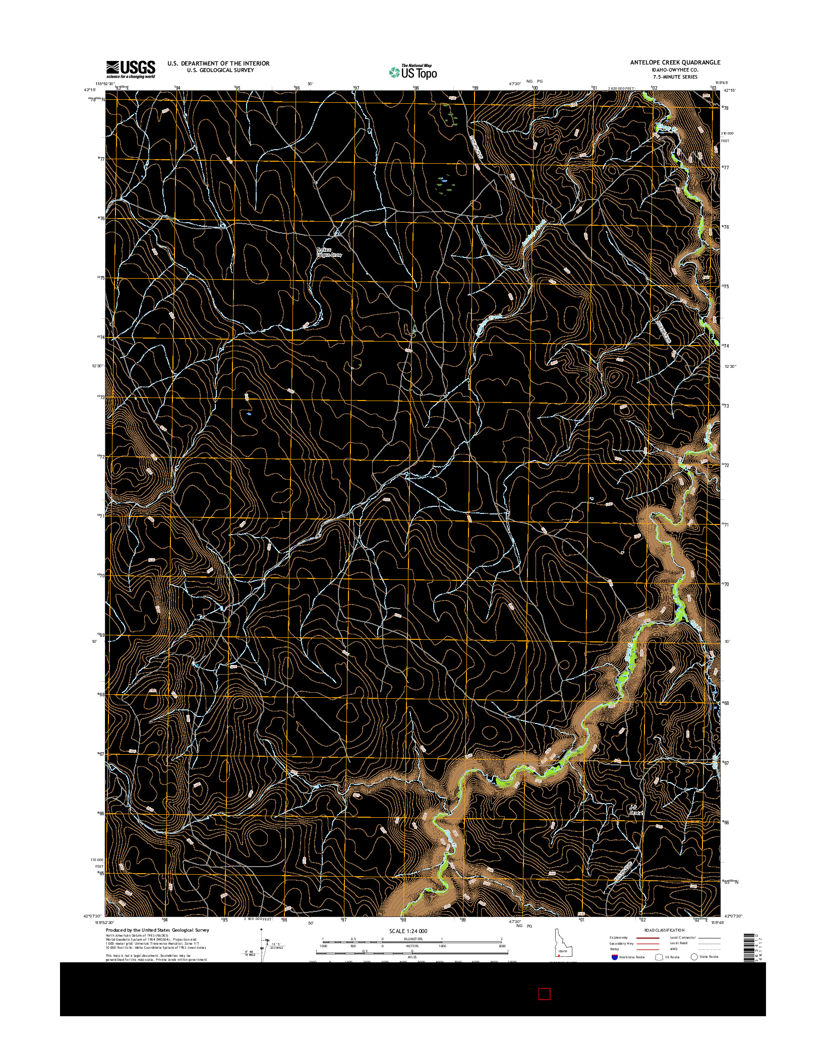 USGS US TOPO 7.5-MINUTE MAP FOR ANTELOPE CREEK, ID 2017