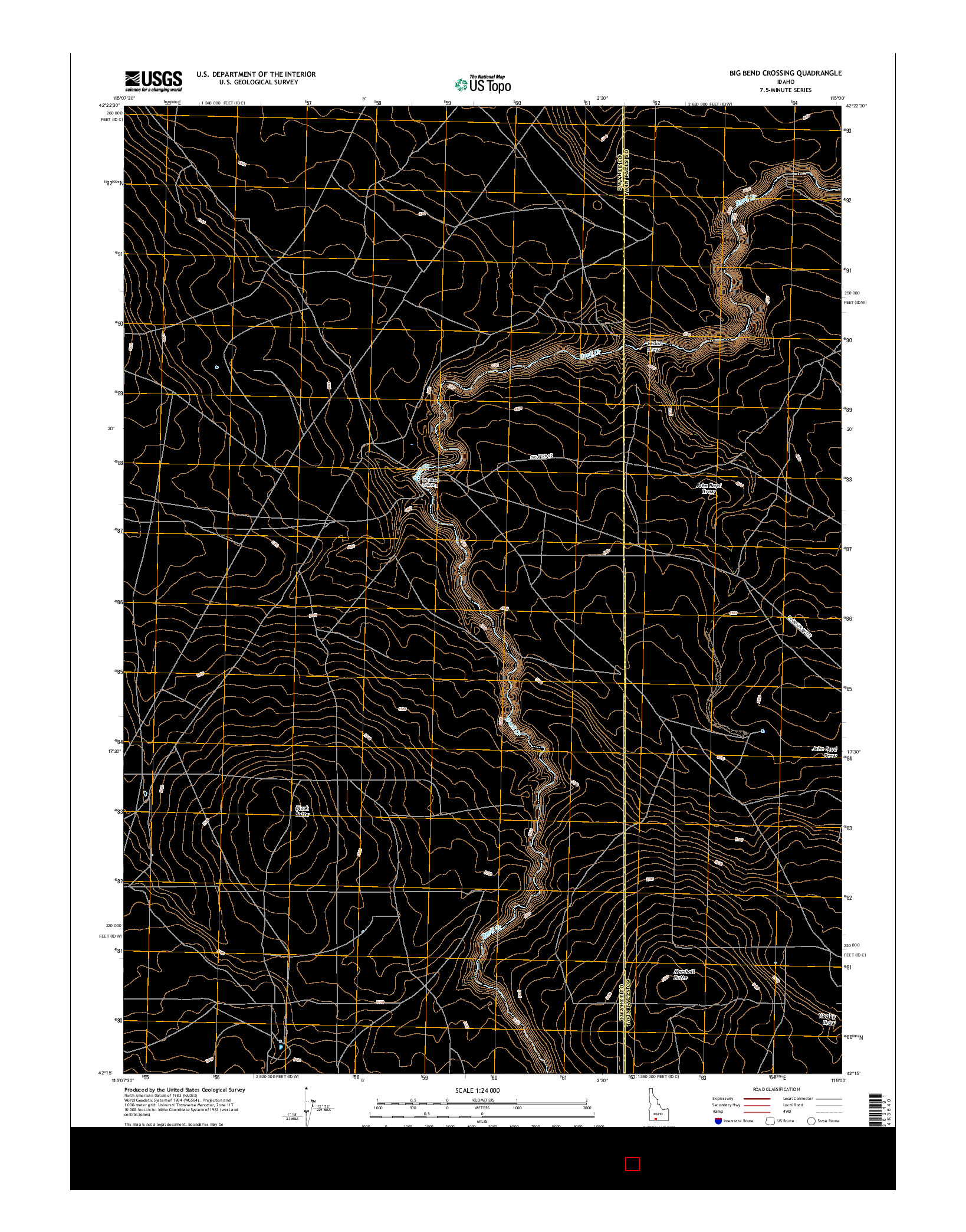 USGS US TOPO 7.5-MINUTE MAP FOR BIG BEND CROSSING, ID 2017