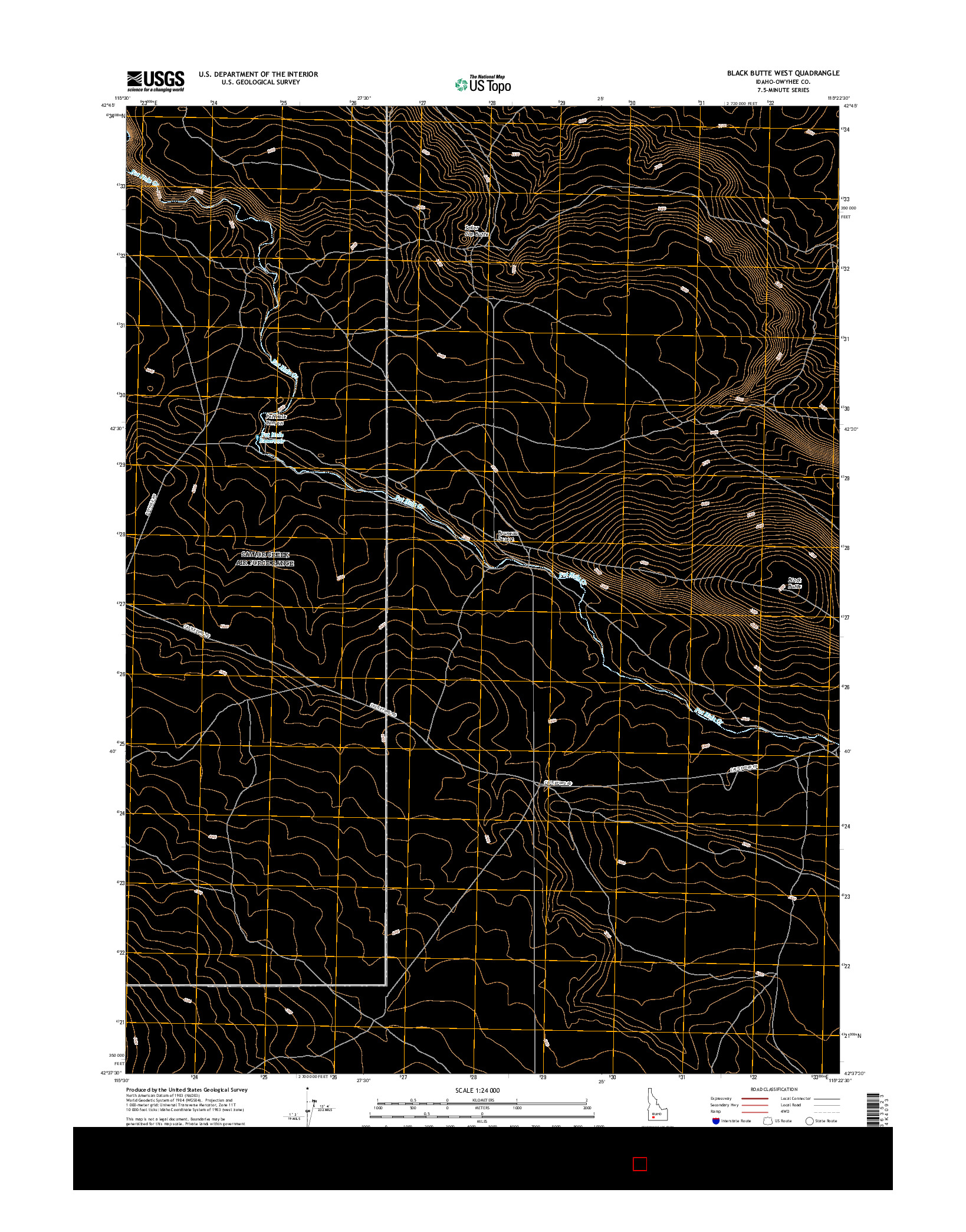 USGS US TOPO 7.5-MINUTE MAP FOR BLACK BUTTE WEST, ID 2017