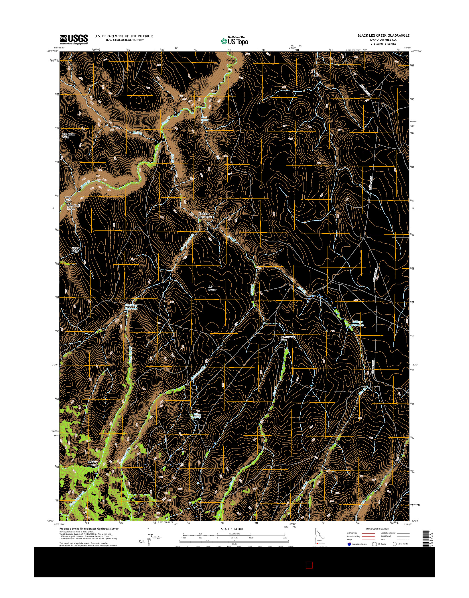 USGS US TOPO 7.5-MINUTE MAP FOR BLACK LEG CREEK, ID 2017