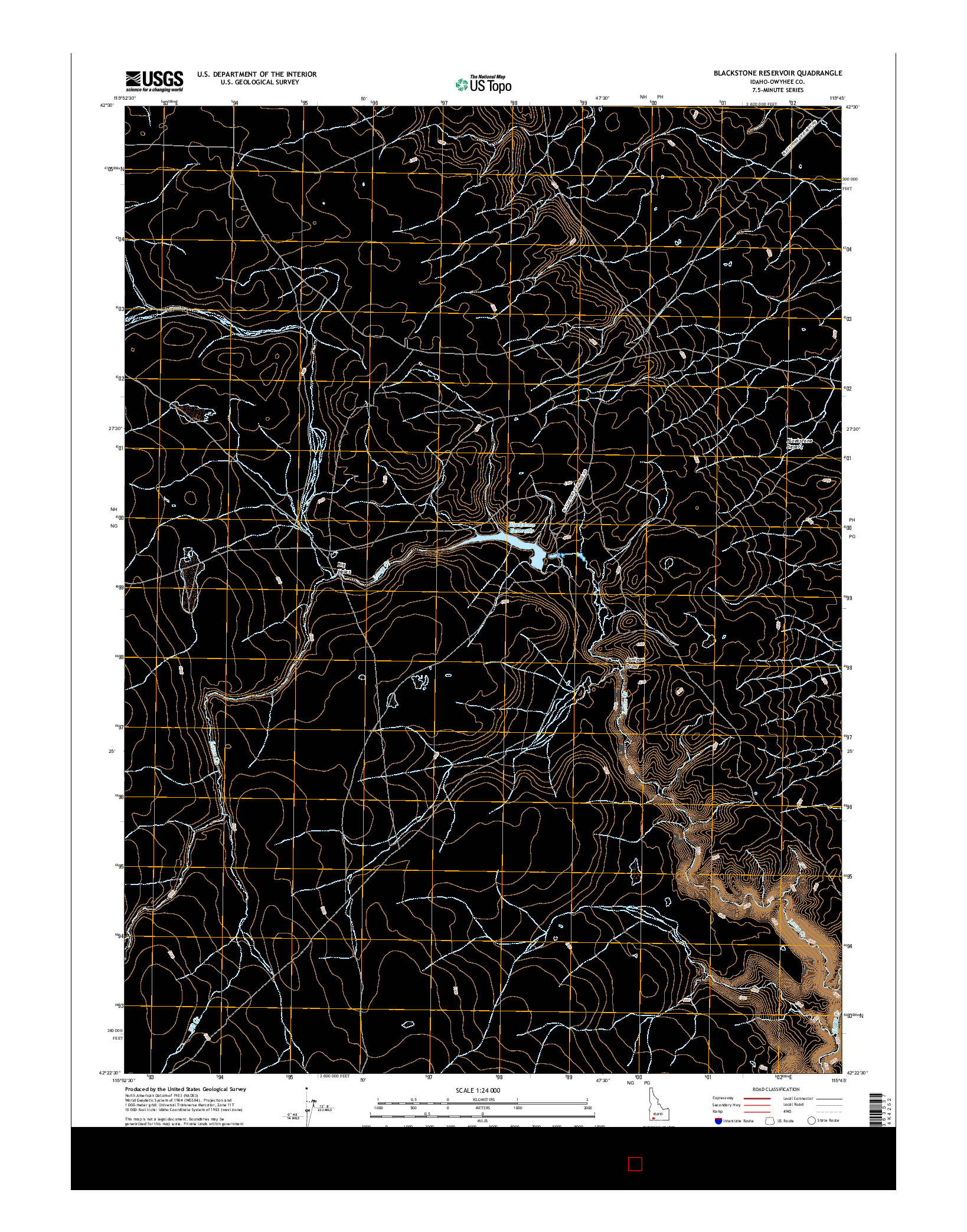 USGS US TOPO 7.5-MINUTE MAP FOR BLACKSTONE RESERVOIR, ID 2017