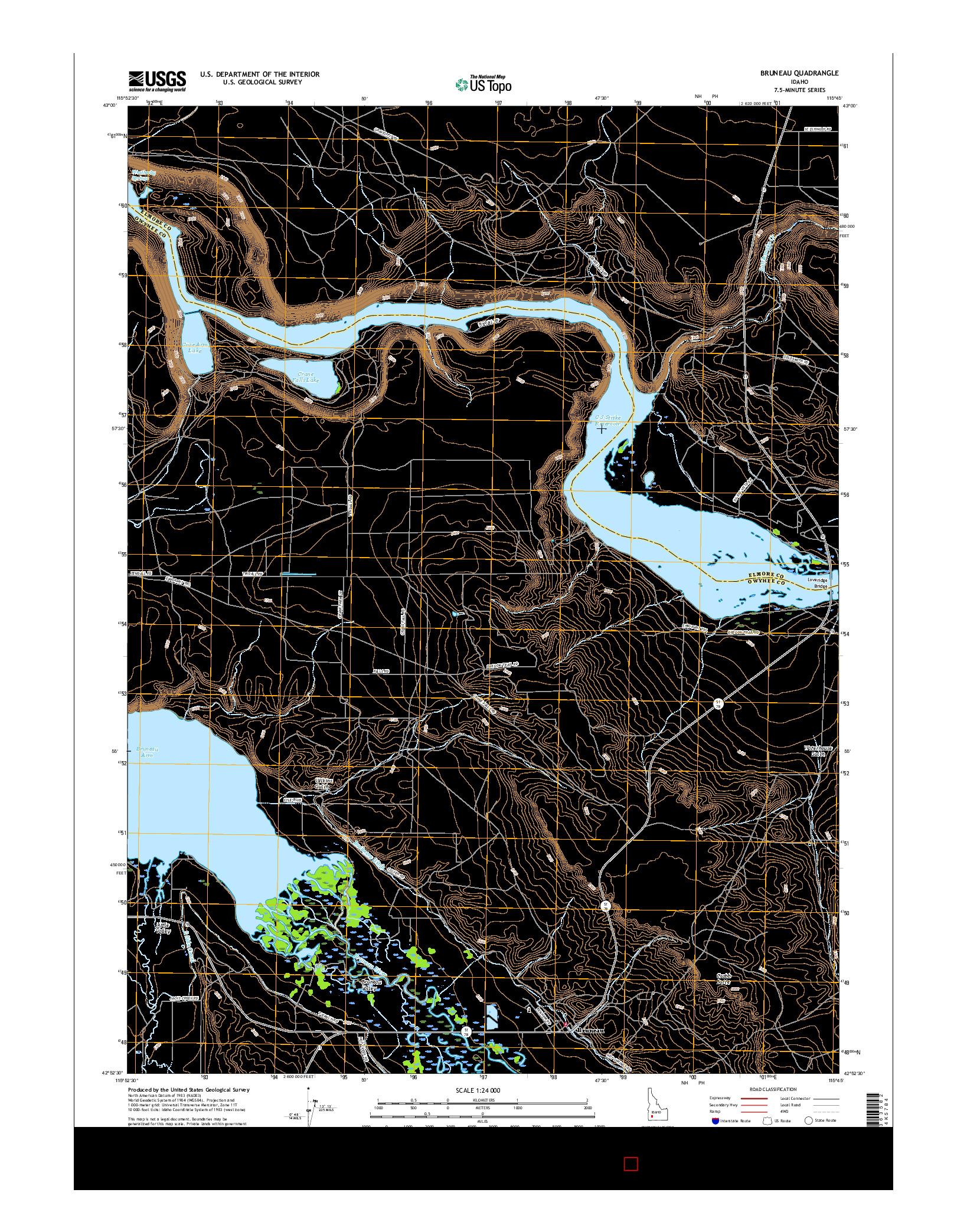 USGS US TOPO 7.5-MINUTE MAP FOR BRUNEAU, ID 2017