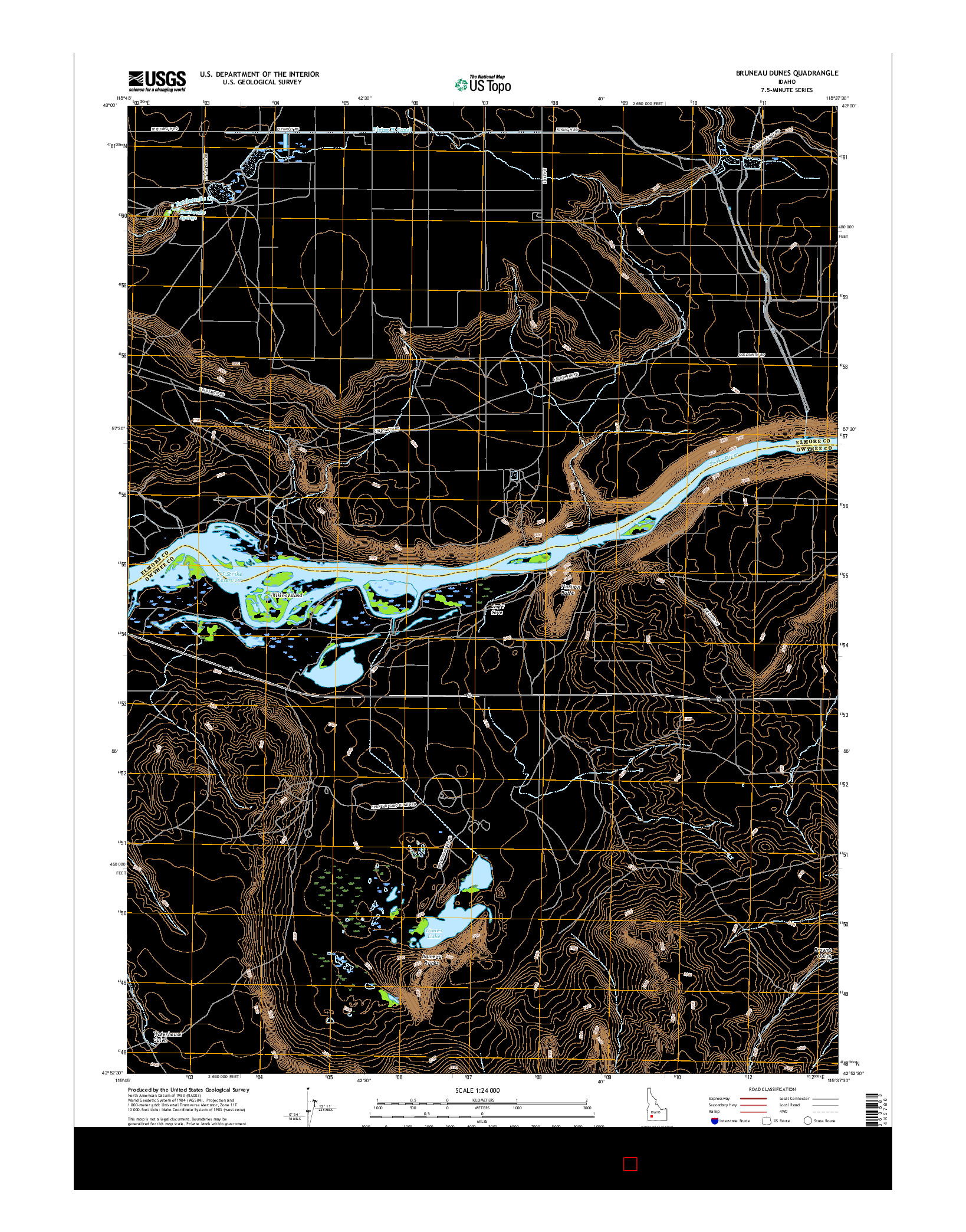 USGS US TOPO 7.5-MINUTE MAP FOR BRUNEAU DUNES, ID 2017