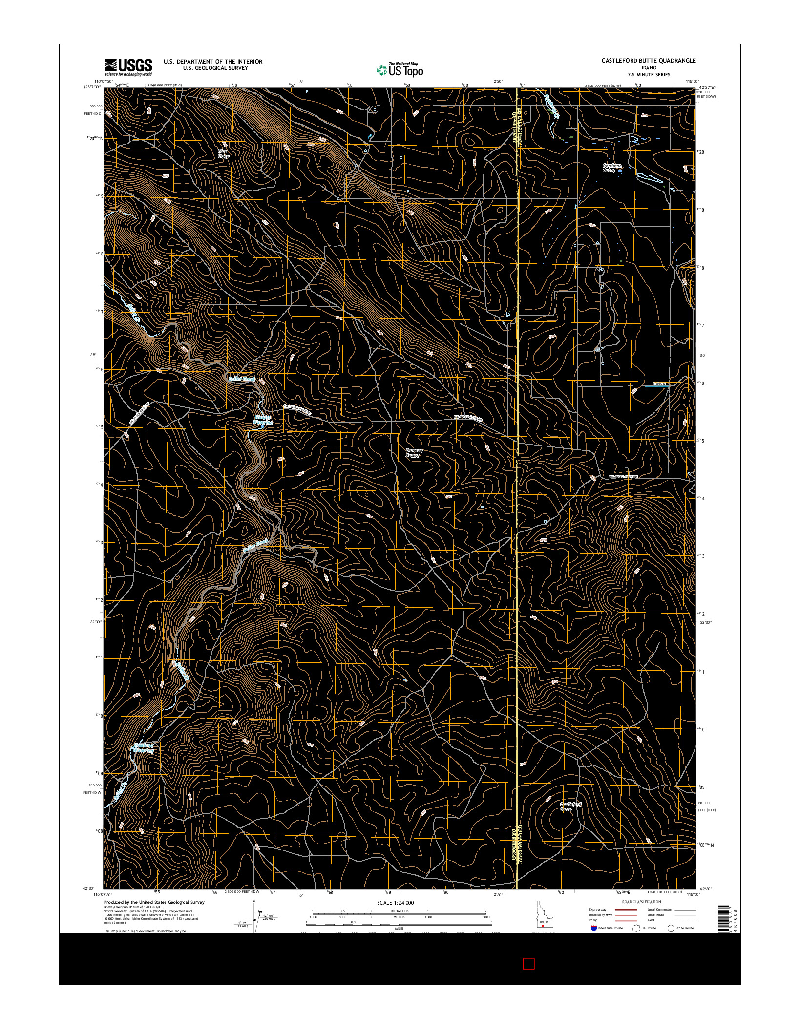 USGS US TOPO 7.5-MINUTE MAP FOR CASTLEFORD BUTTE, ID 2017