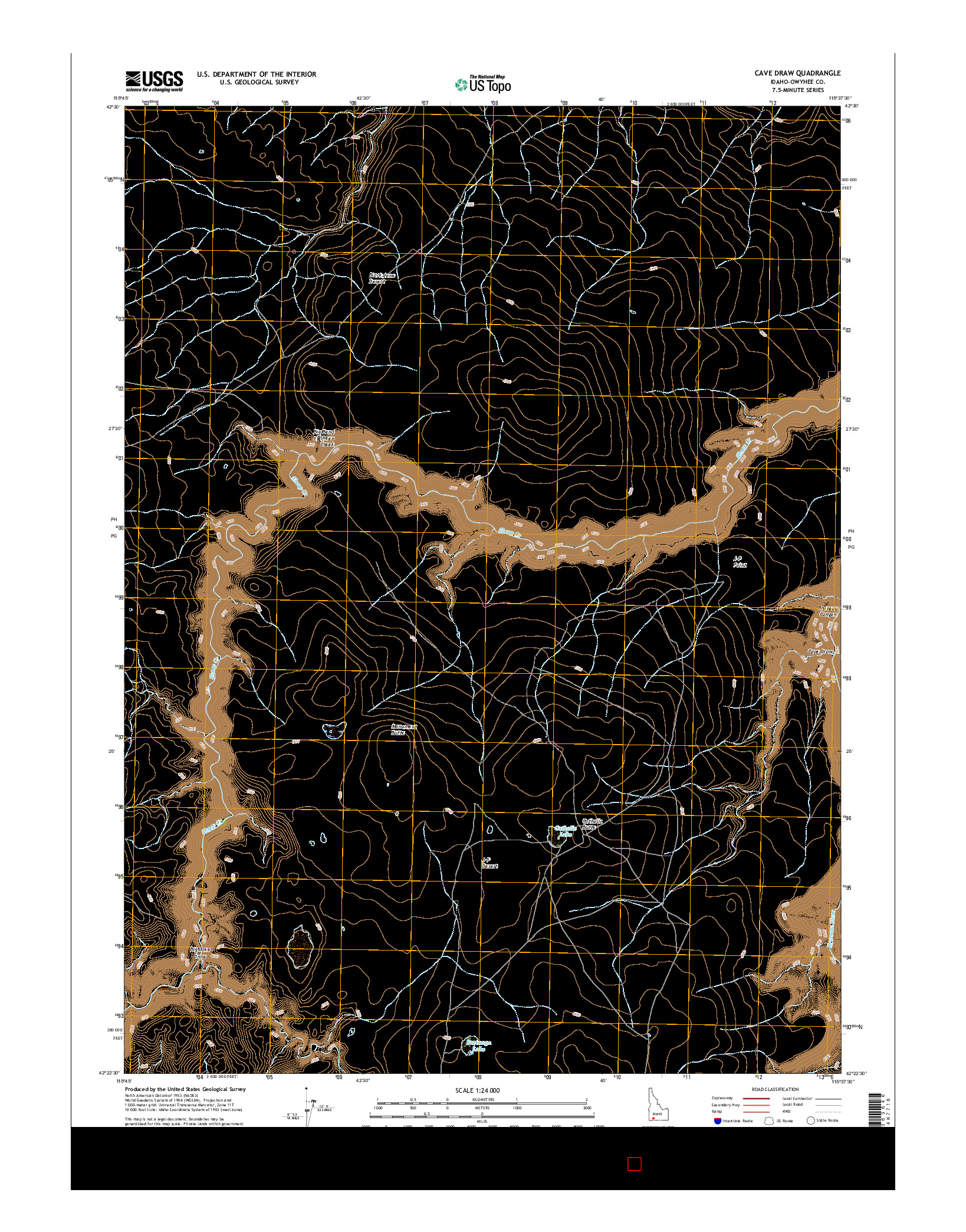 USGS US TOPO 7.5-MINUTE MAP FOR CAVE DRAW, ID 2017