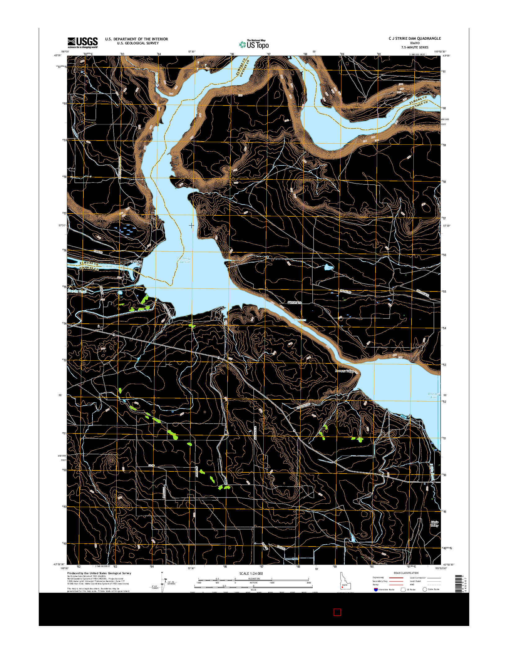 USGS US TOPO 7.5-MINUTE MAP FOR C J STRIKE DAM, ID 2017