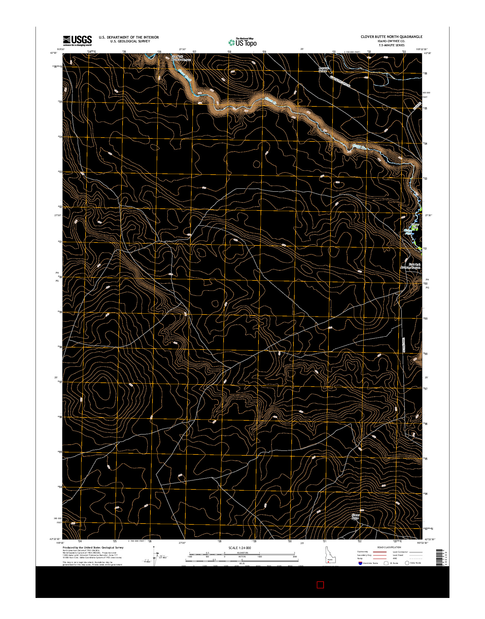 USGS US TOPO 7.5-MINUTE MAP FOR CLOVER BUTTE NORTH, ID 2017