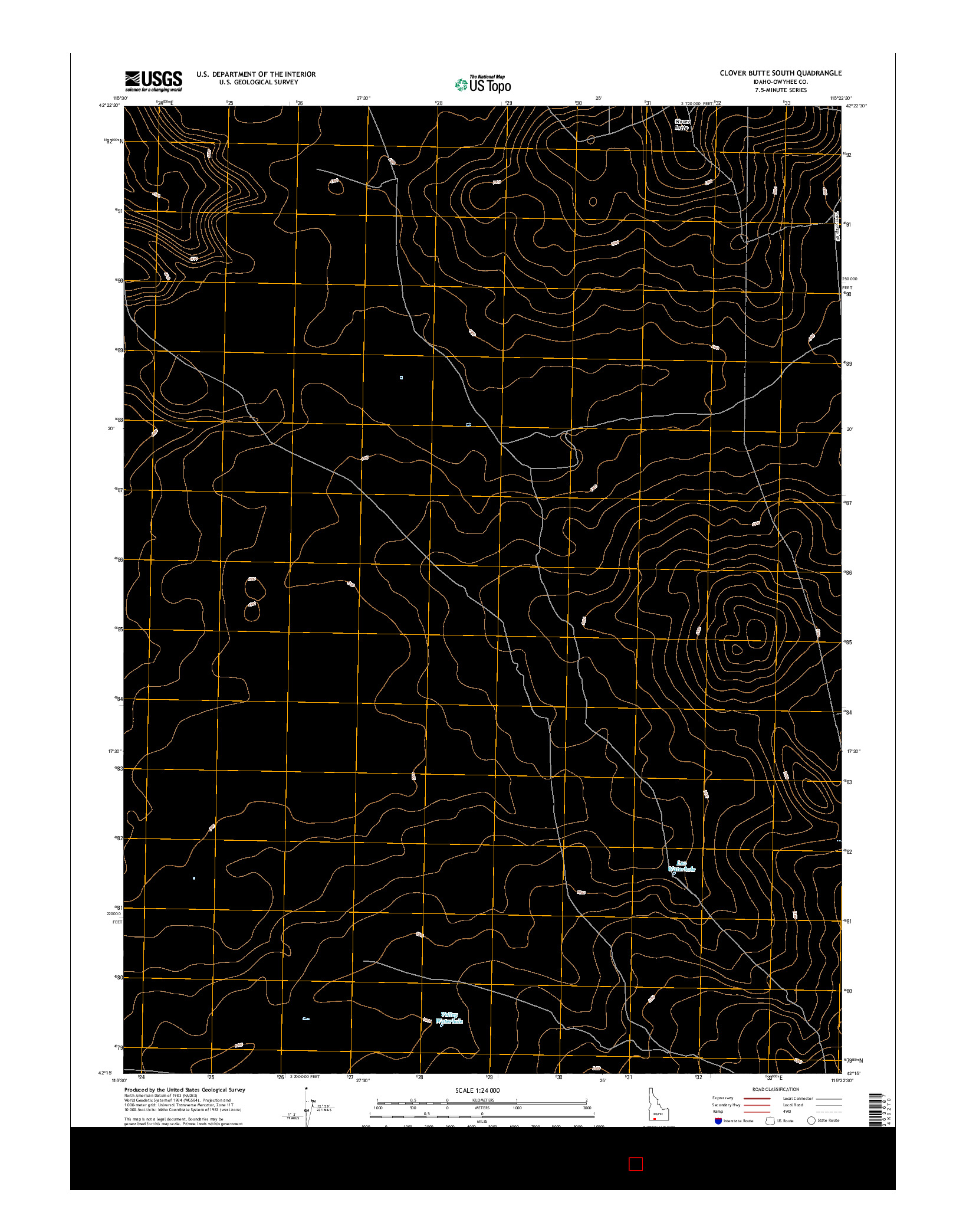 USGS US TOPO 7.5-MINUTE MAP FOR CLOVER BUTTE SOUTH, ID 2017