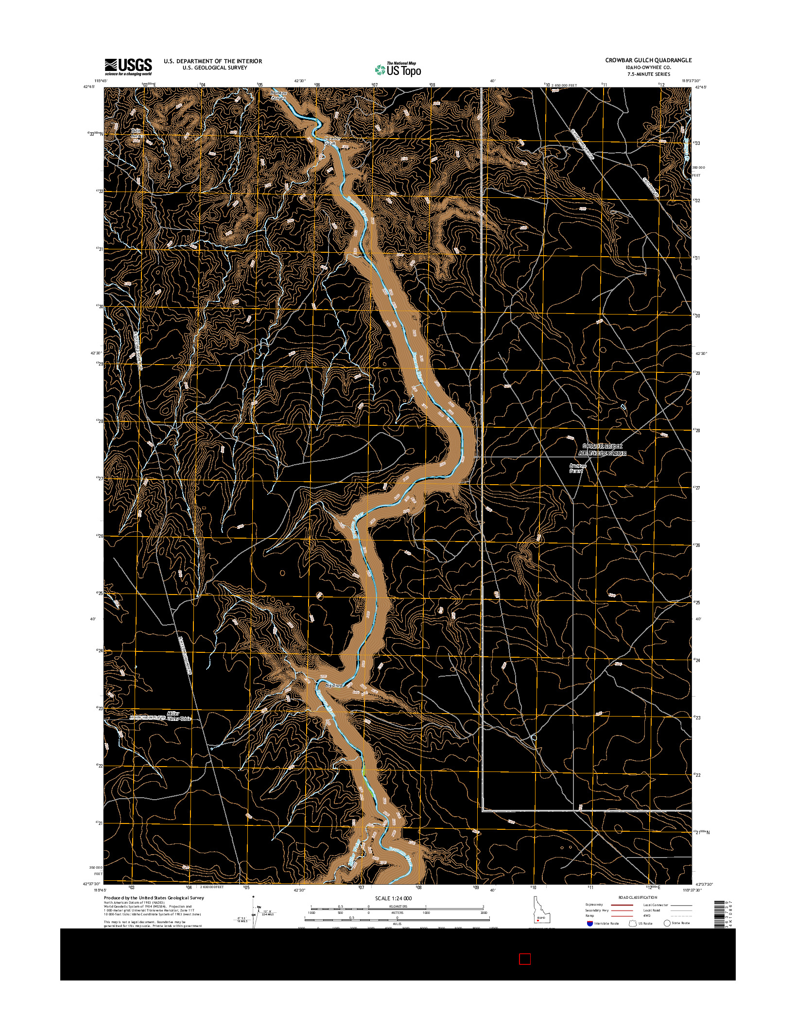 USGS US TOPO 7.5-MINUTE MAP FOR CROWBAR GULCH, ID 2017