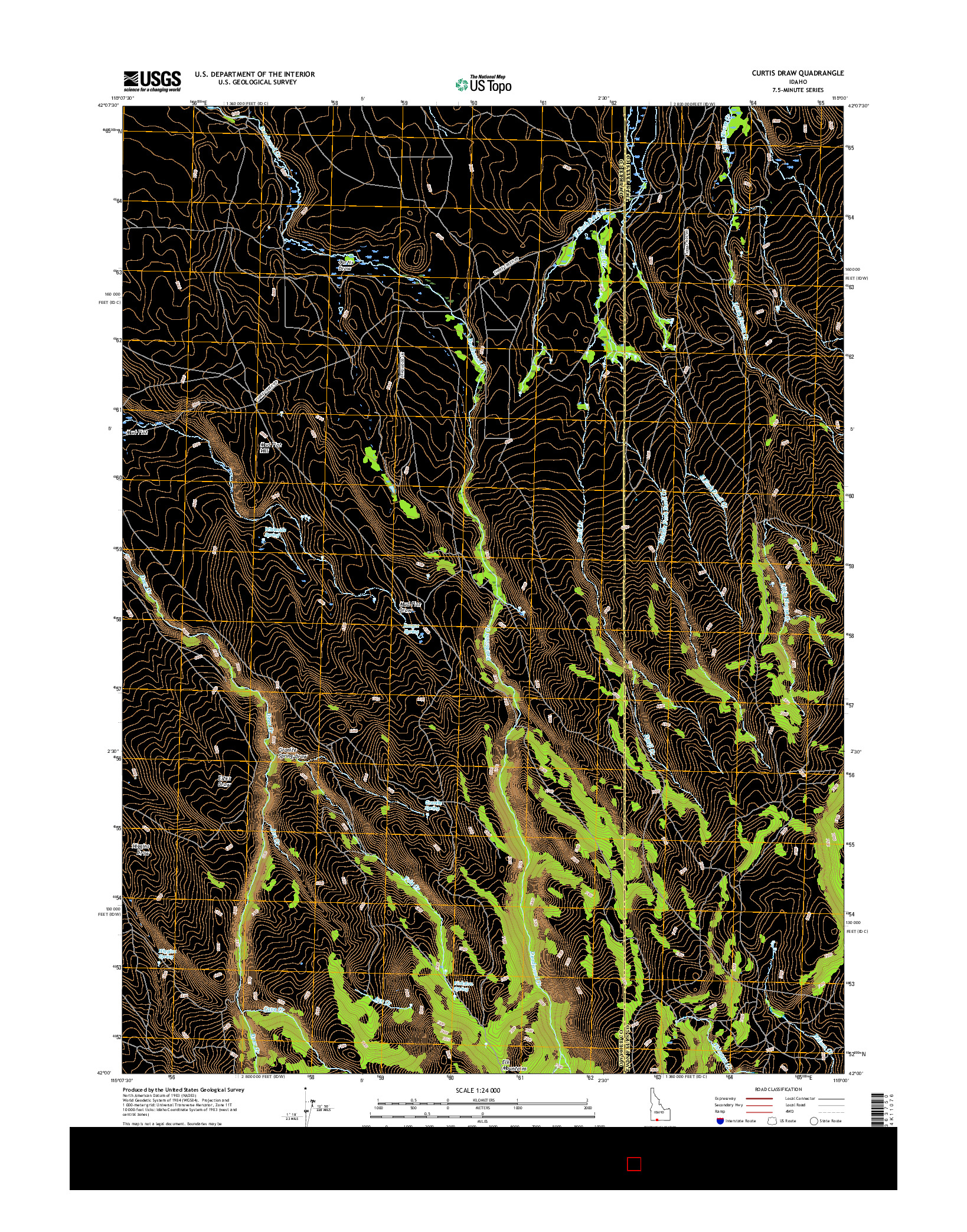 USGS US TOPO 7.5-MINUTE MAP FOR CURTIS DRAW, ID 2017