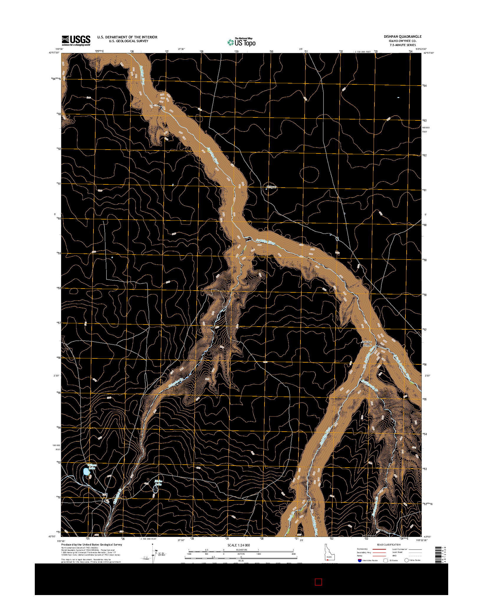 USGS US TOPO 7.5-MINUTE MAP FOR DISHPAN, ID 2017