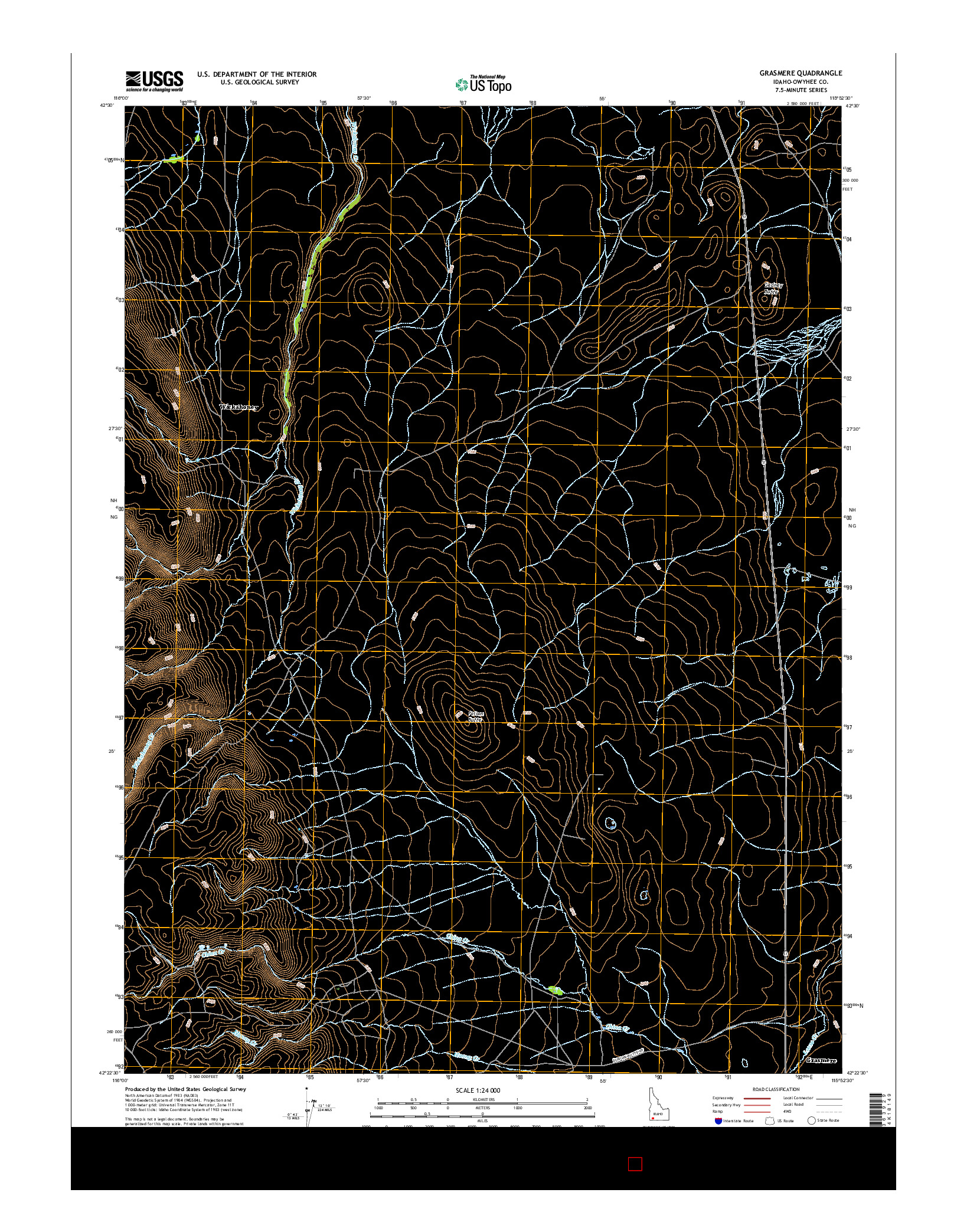 USGS US TOPO 7.5-MINUTE MAP FOR GRASMERE, ID 2017