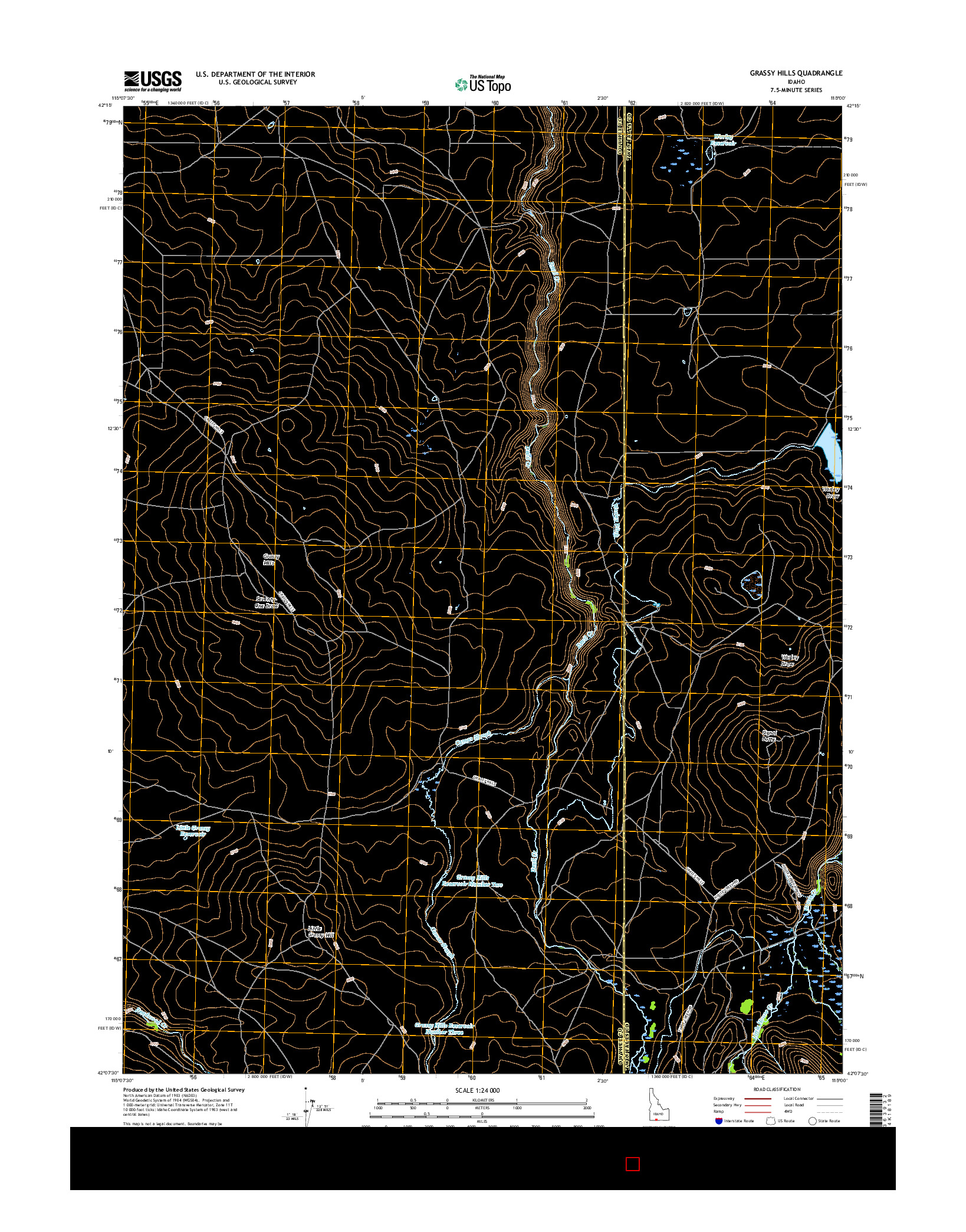 USGS US TOPO 7.5-MINUTE MAP FOR GRASSY HILLS, ID 2017